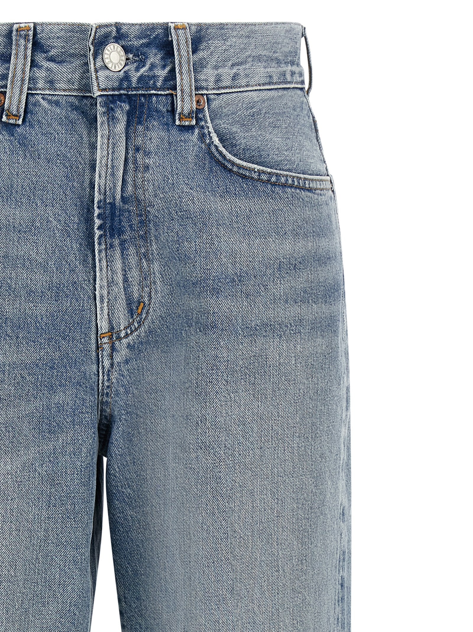 Blue Cotton Straight-Leg Jeans