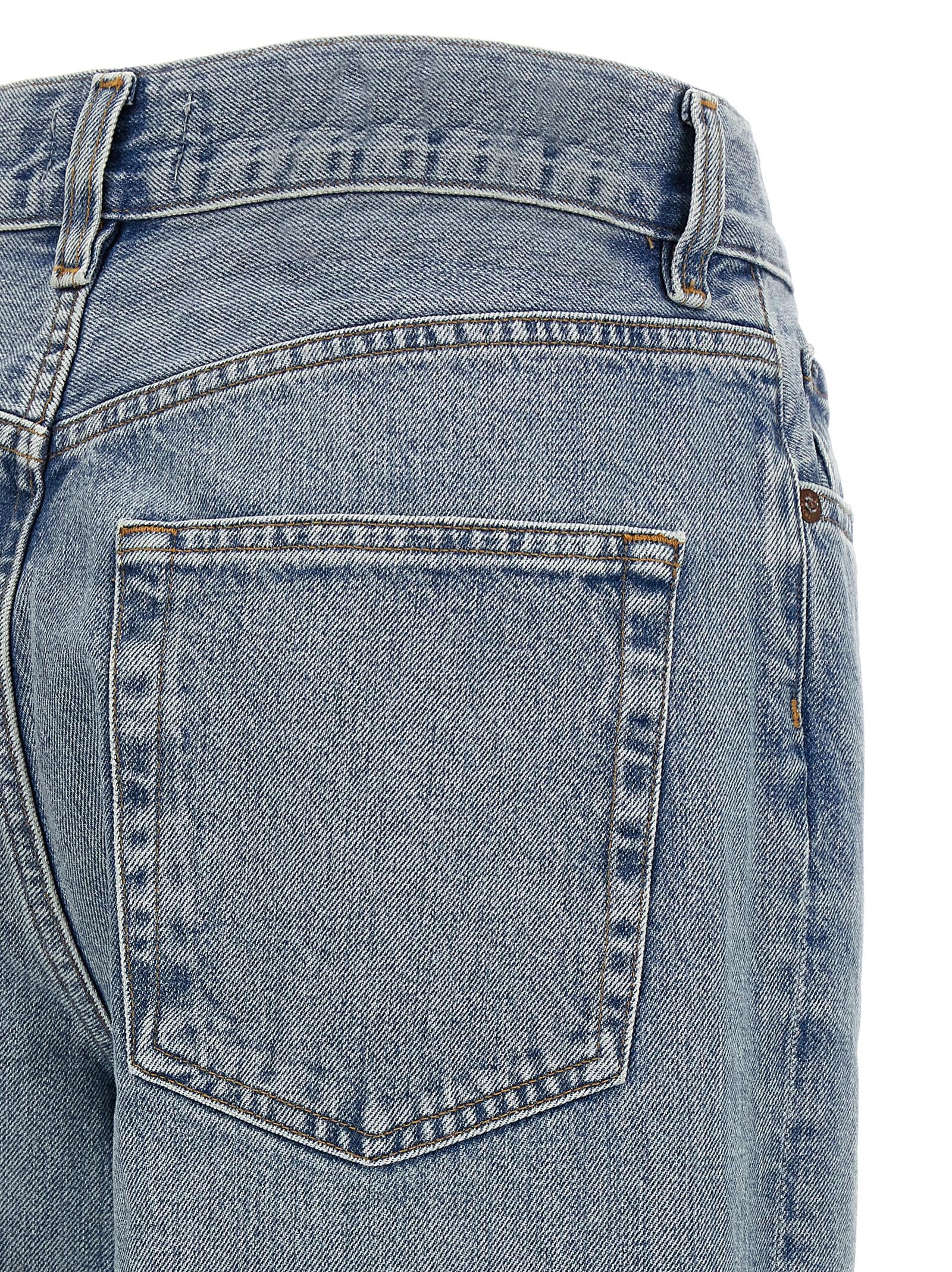 Blue Cotton Straight-Leg Jeans