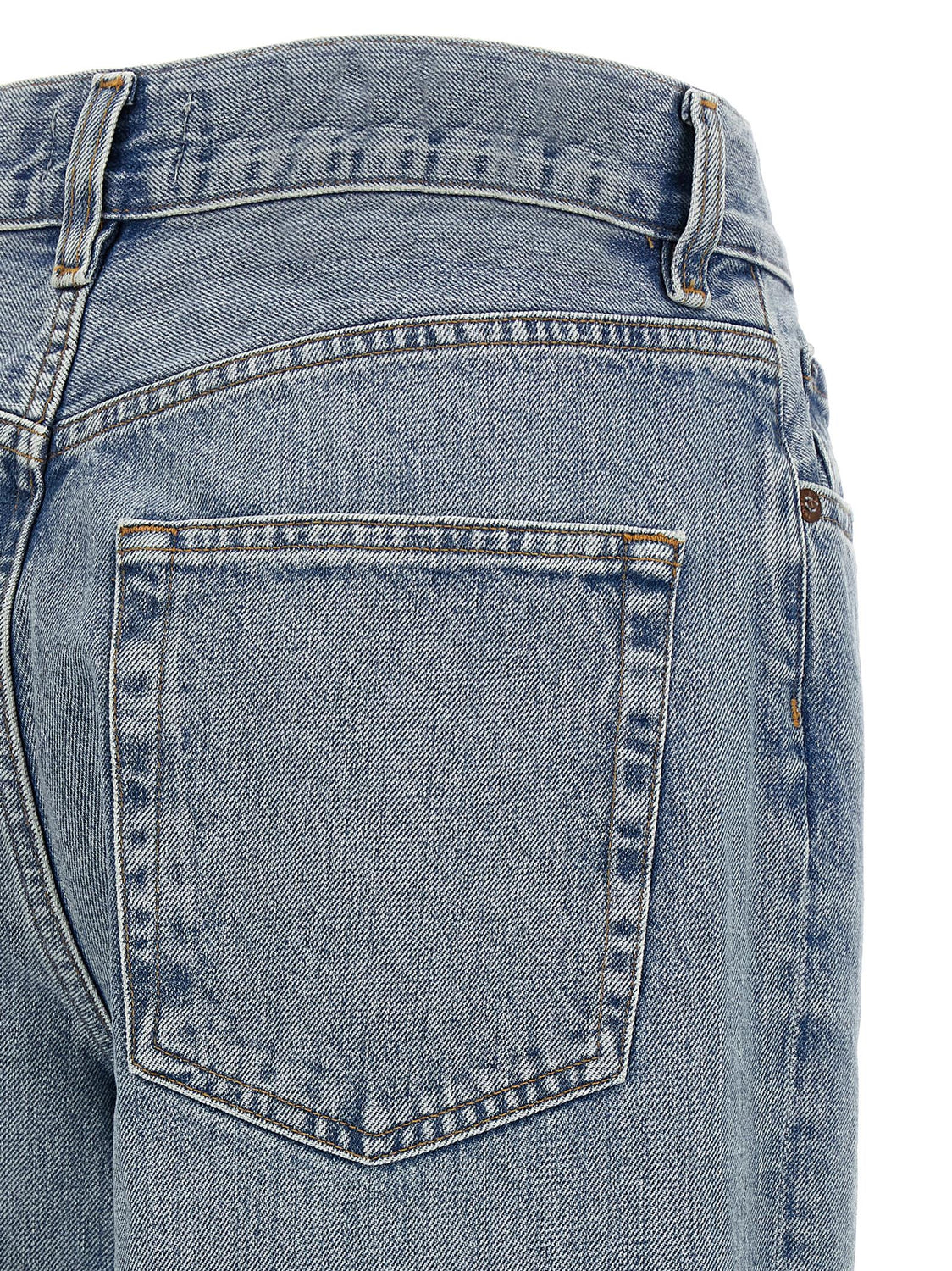 Blue Cotton Straight-Leg Jeans