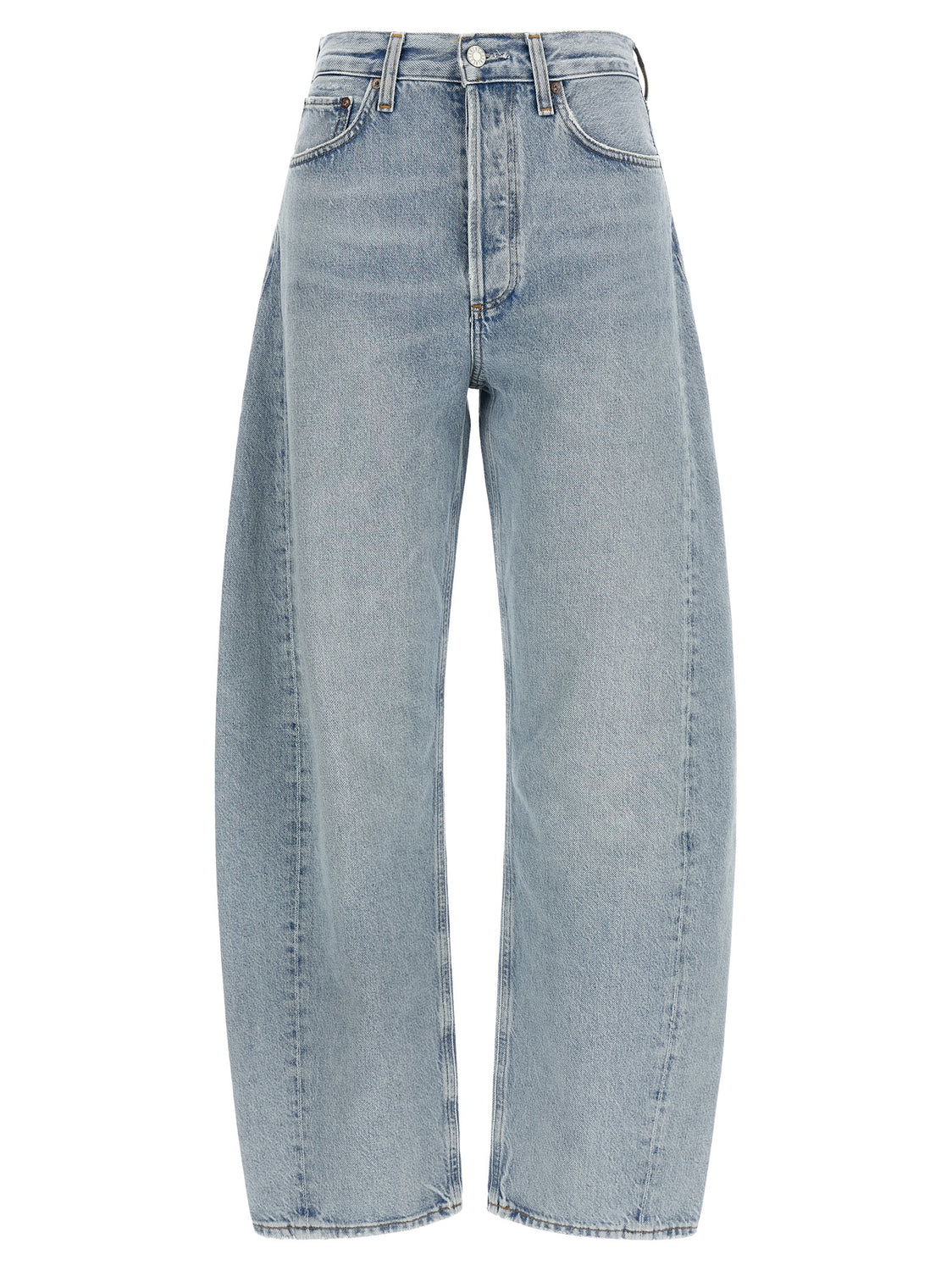 Blue Cotton High-Waisted Jean