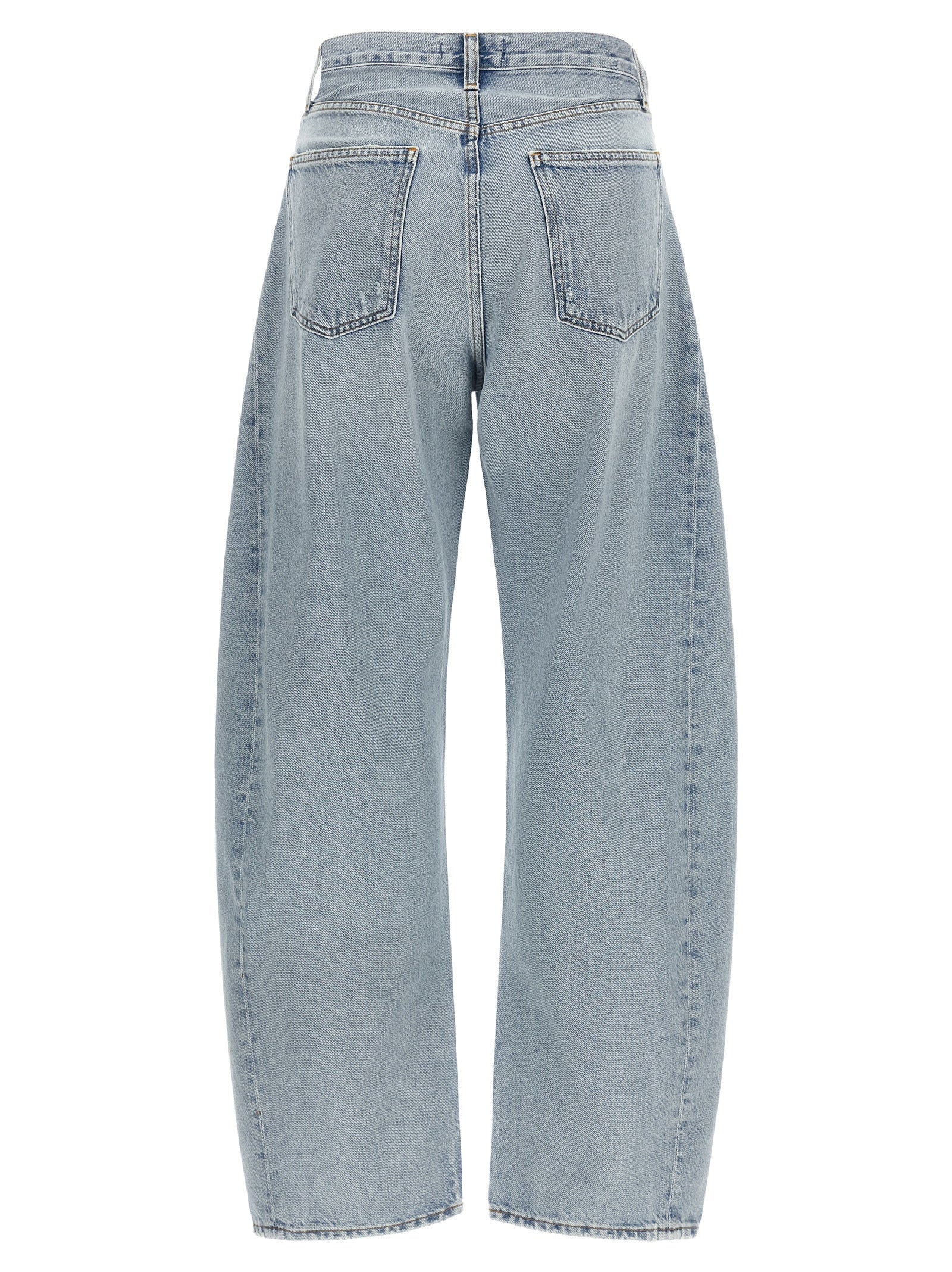 Blue Cotton High-Waisted Jean