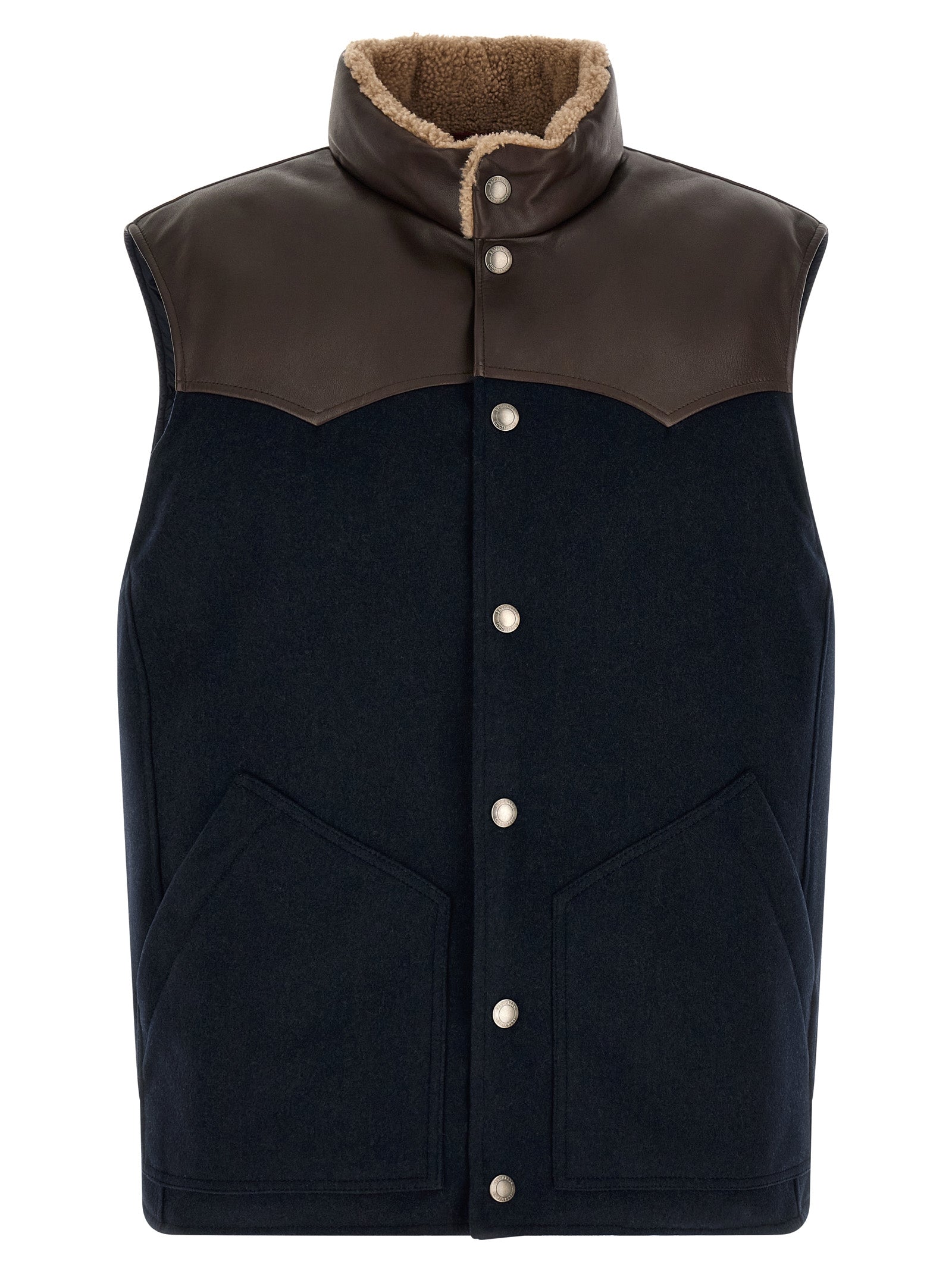 Blue Wool Sleeveless Jacket