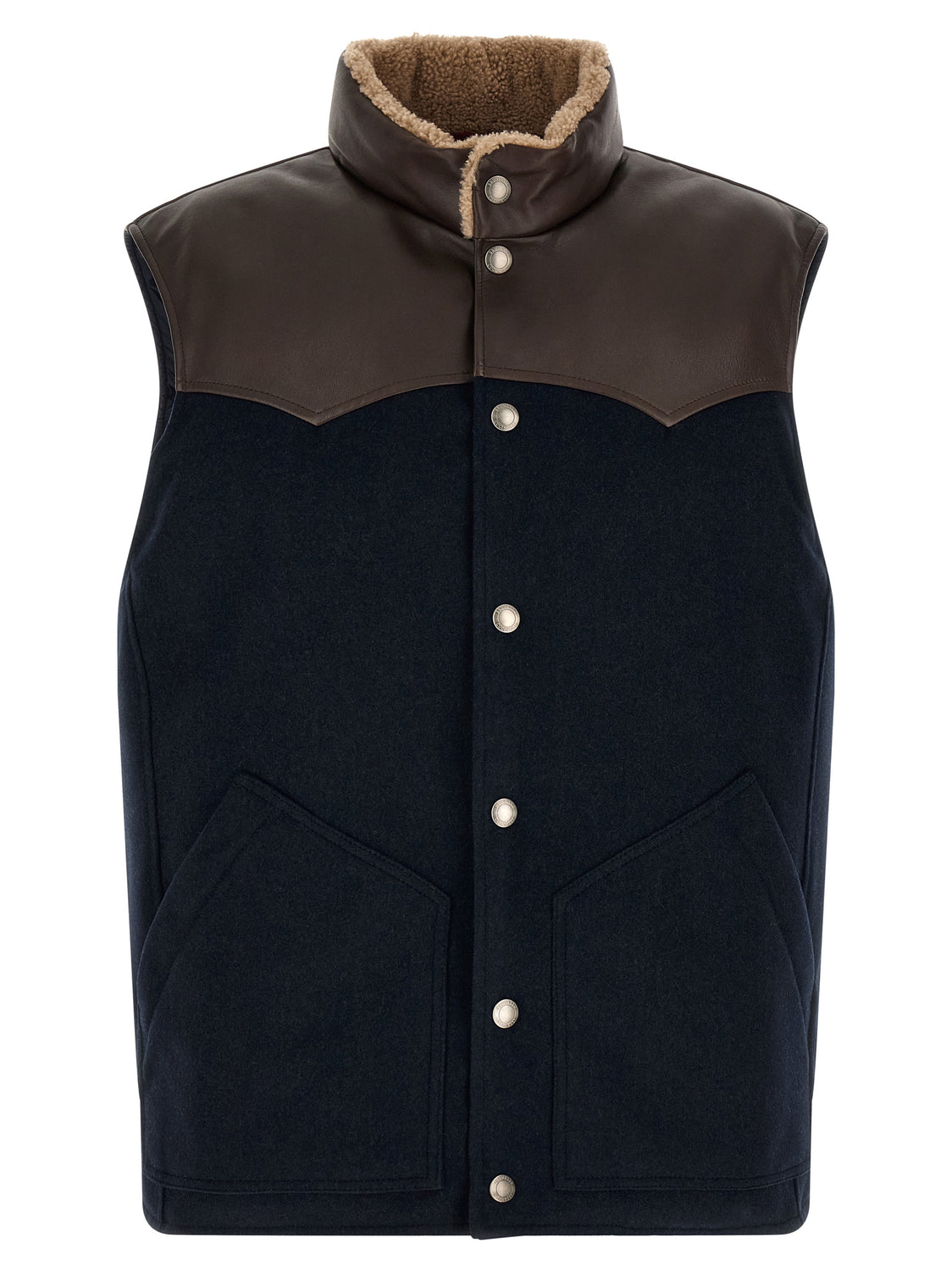 Blue Wool Sleeveless Jacket
