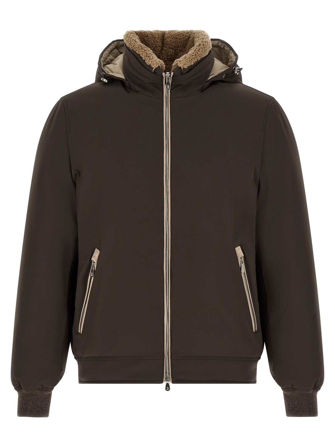 Brown Polyamide Full-Length Jacket