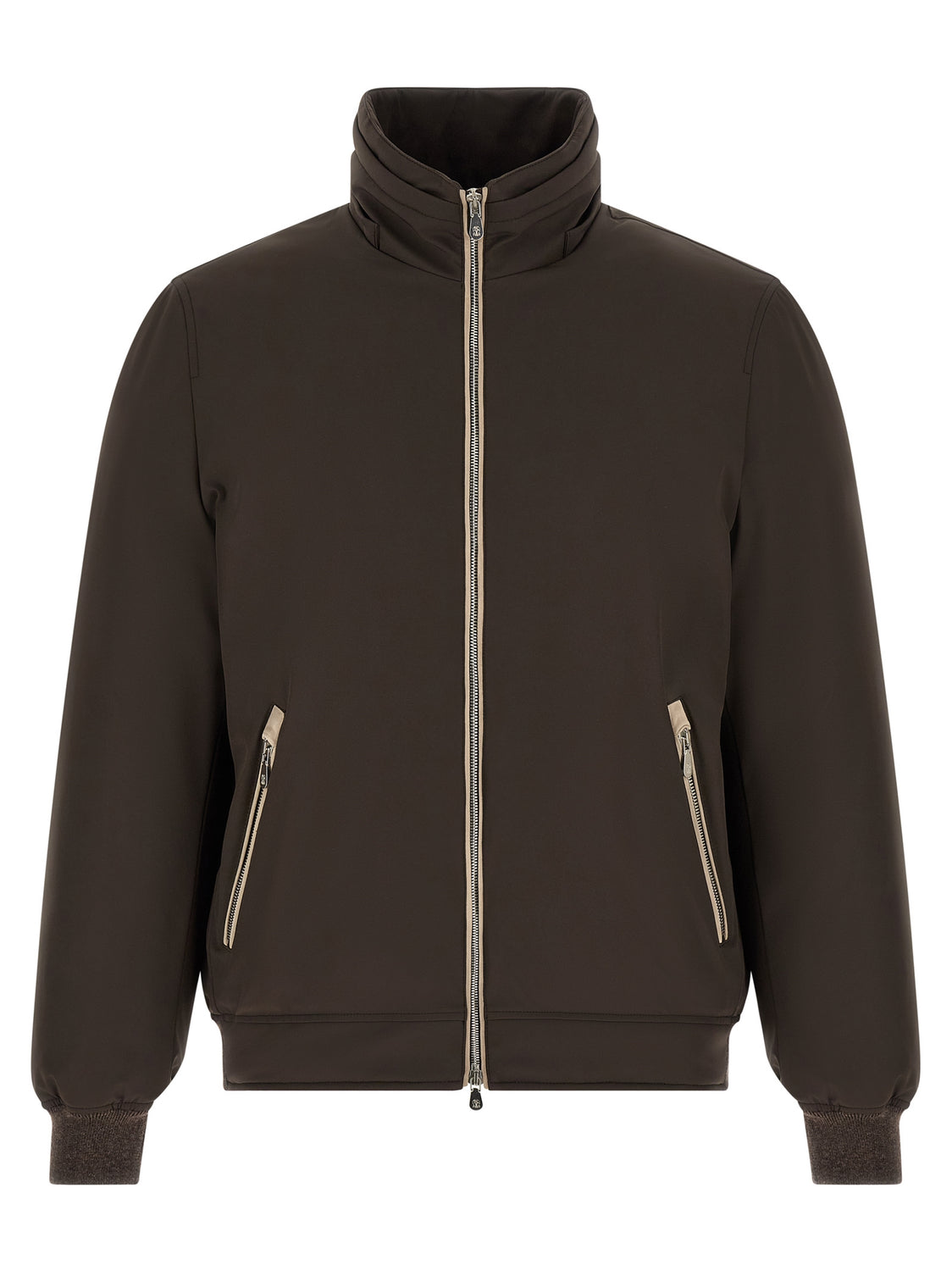 Brown Polyamide Full-Length Jacket
