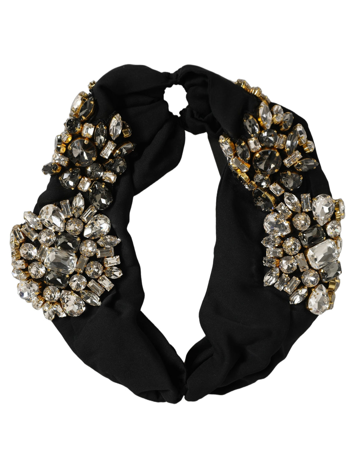 Black Silk Crystal Embellishment One Size Headband