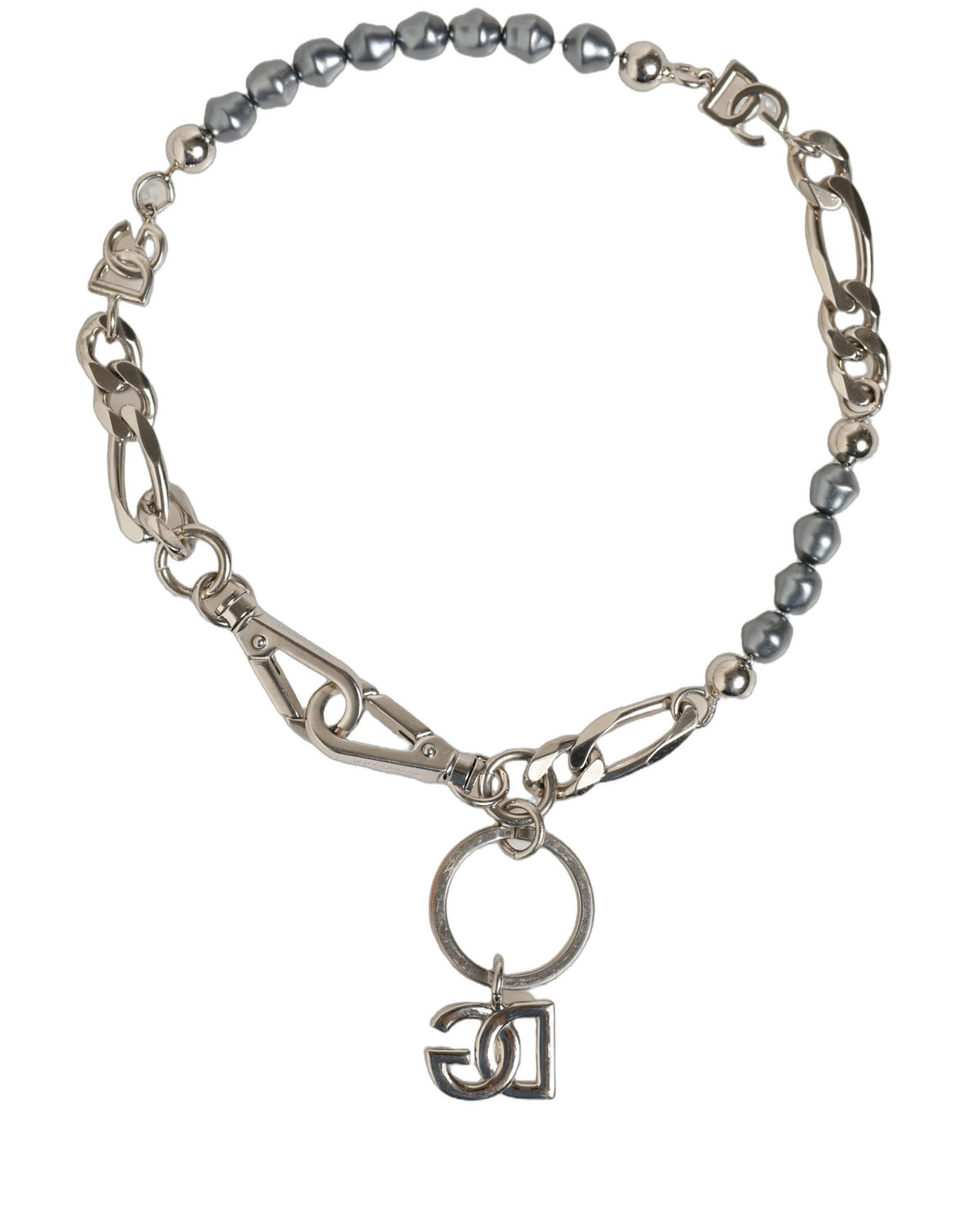 Silver Tone Chain Signature DG Logo Pendant Necklace