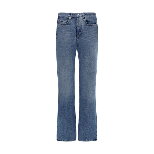 Blue Cotton Straight-Leg Jeans