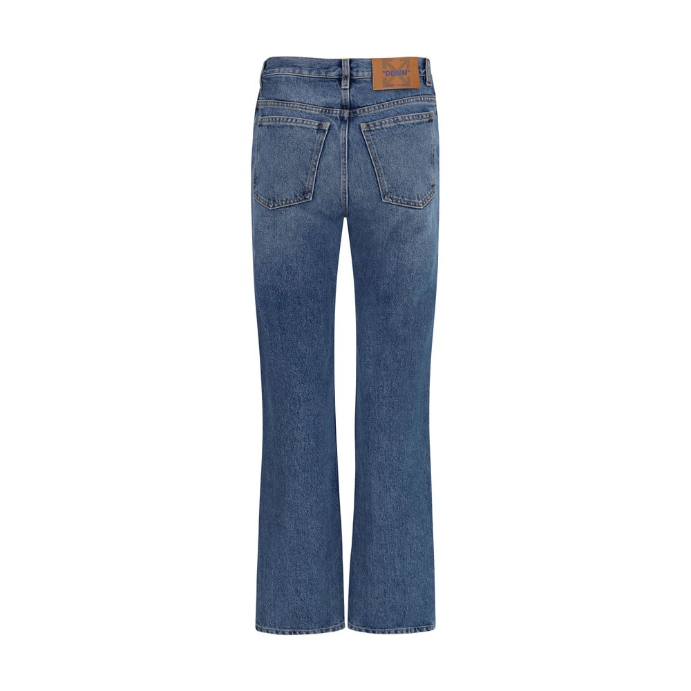 Blue Cotton Straight-Leg Jeans