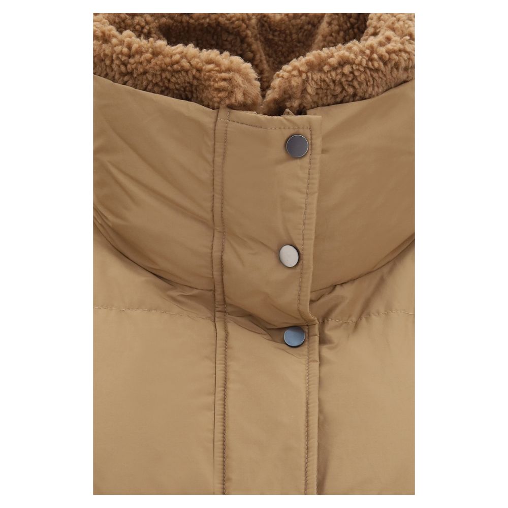 Beige Cotton Full-Length Jacket