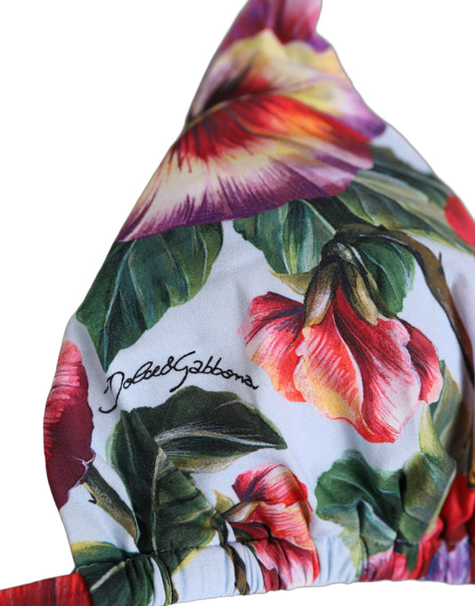 Multicolor Floral Triangle Beachwear Bikini Top
