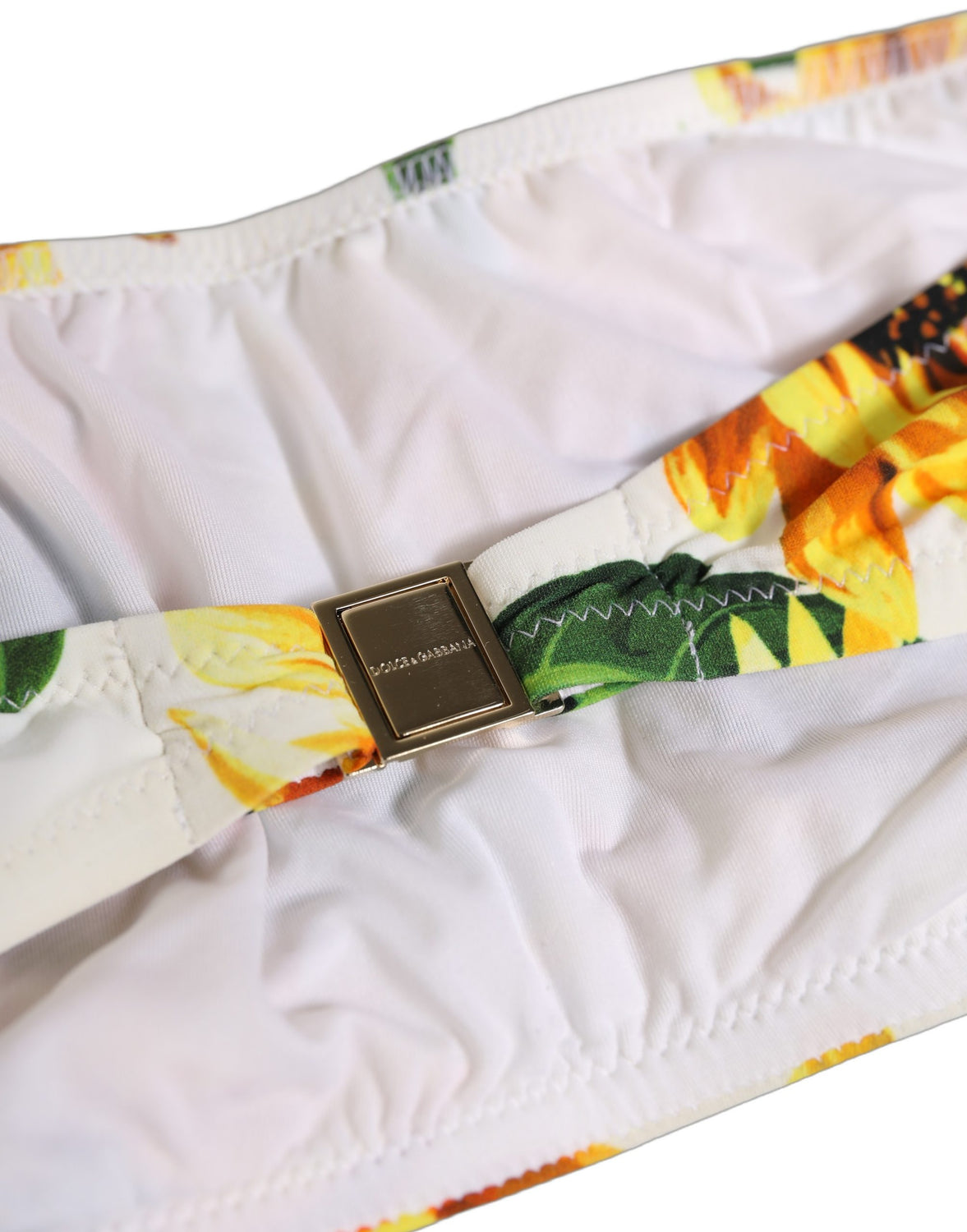 White Sunflower Print Bandeau Beachwear Bikini Top