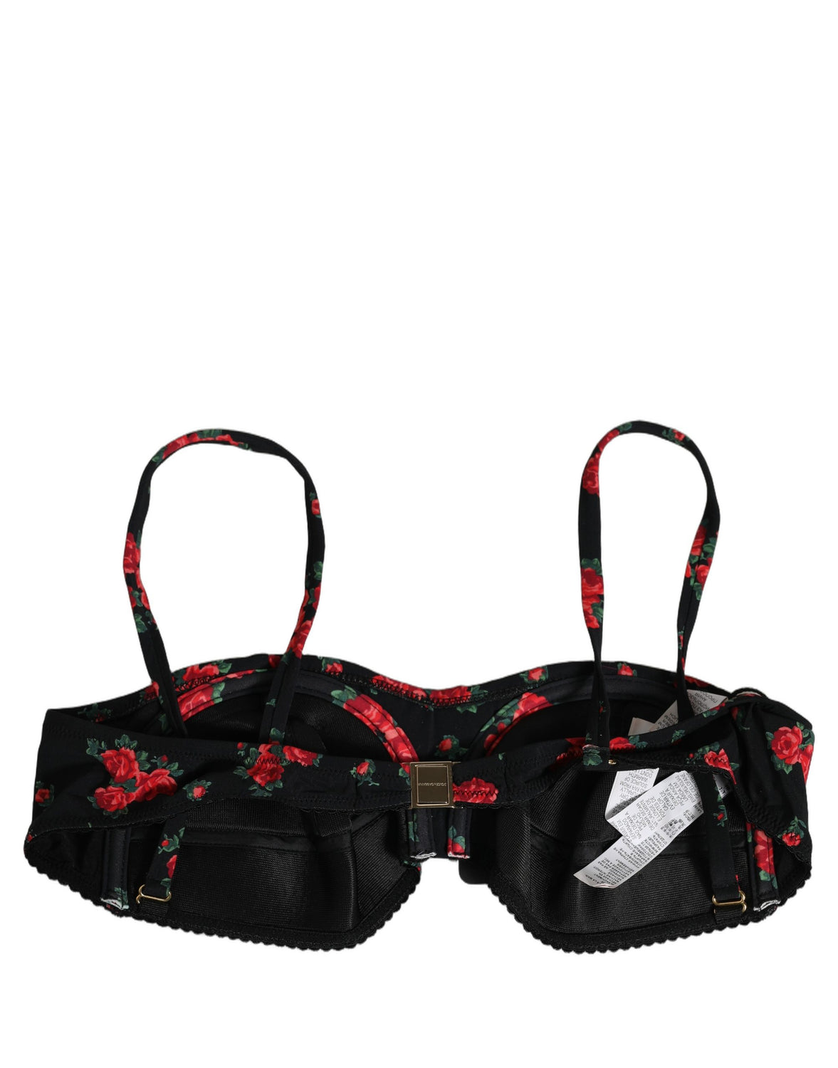 Black Floral Print Underwire Beachwear Bikini Top