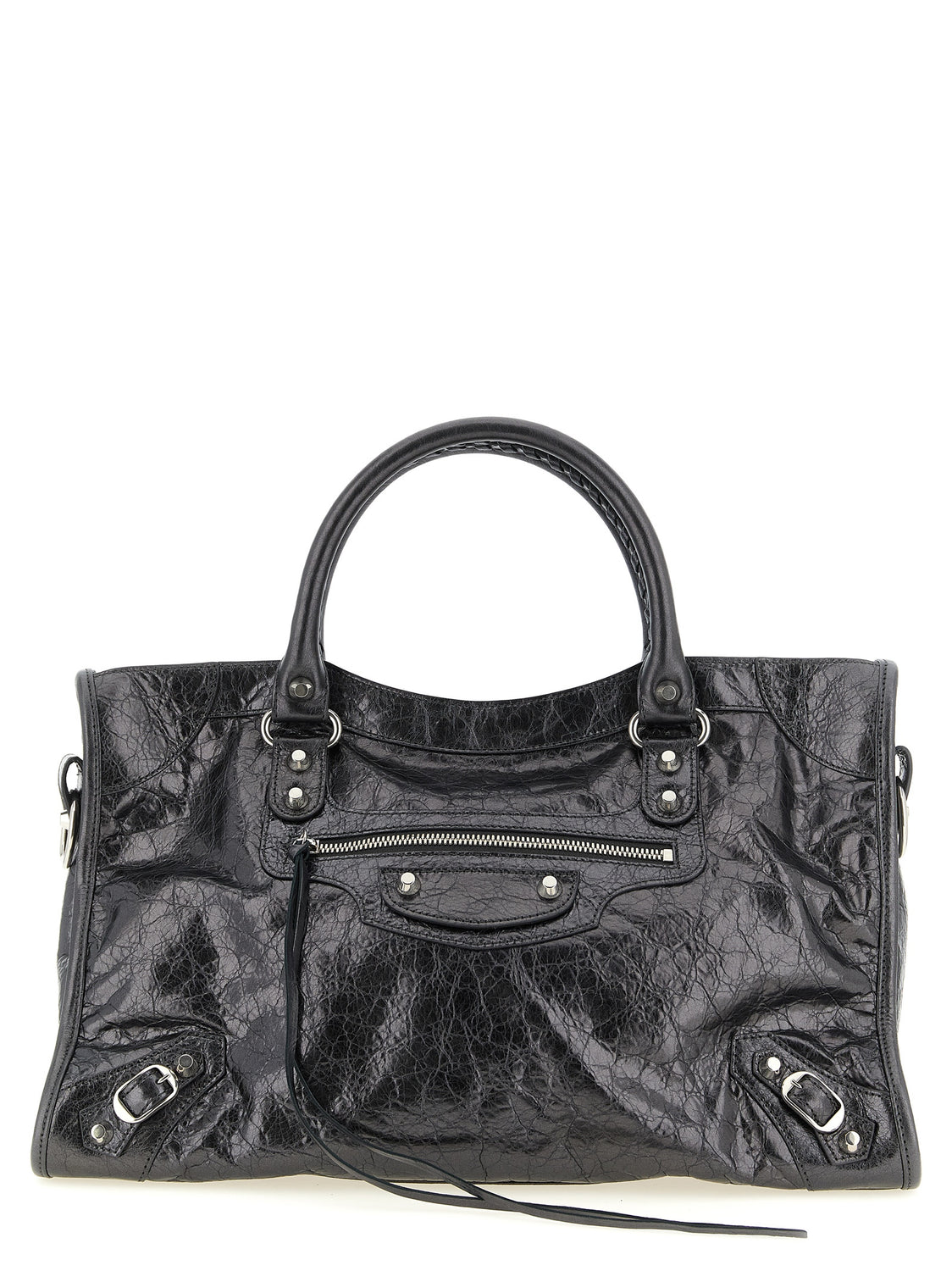 Silver Lamb Leather Handbag