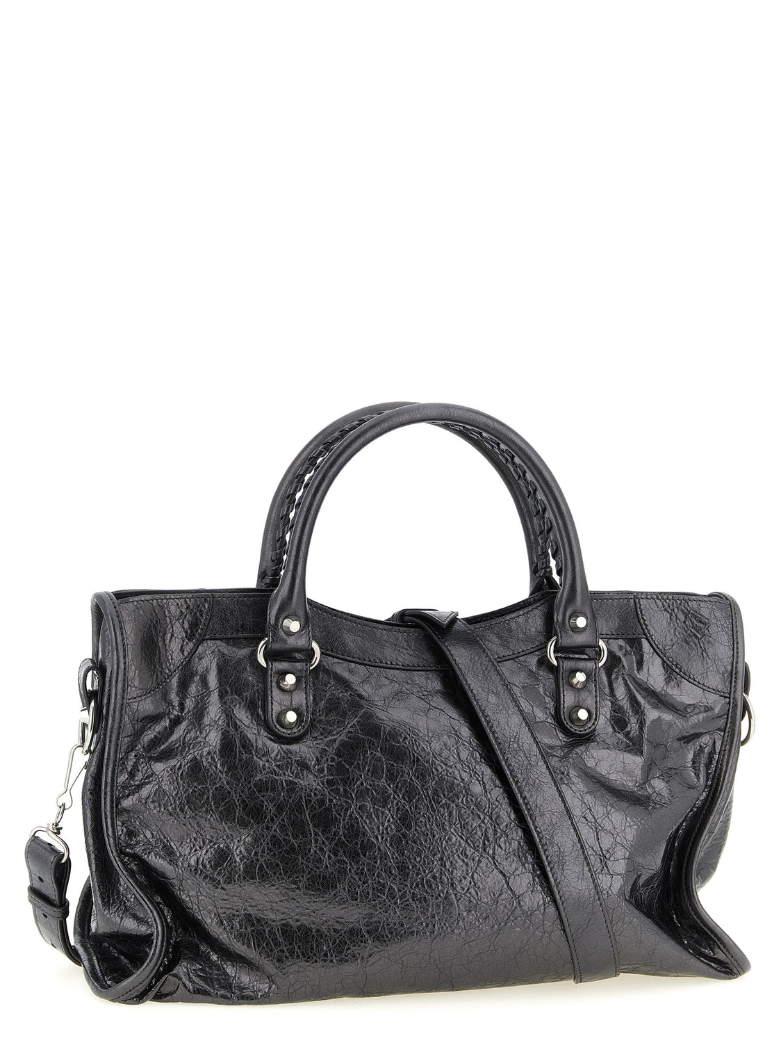 Silver Lamb Leather Handbag