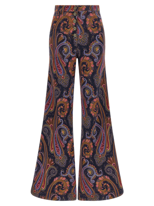 Multicolor Cotton Flared Jeans