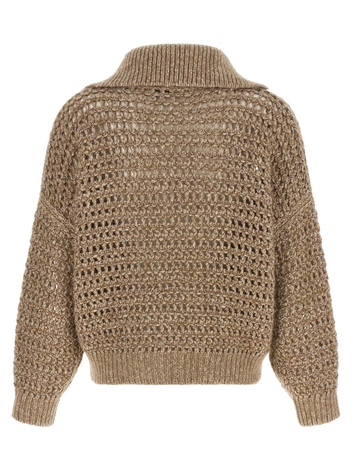 Beige Elastane Cardigan