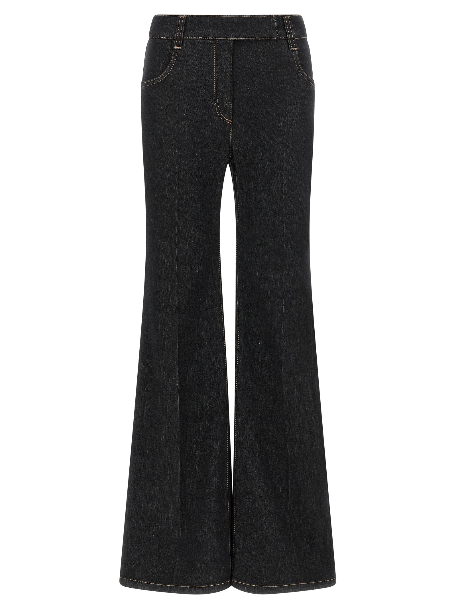 Blue Cotton Flared Jeans