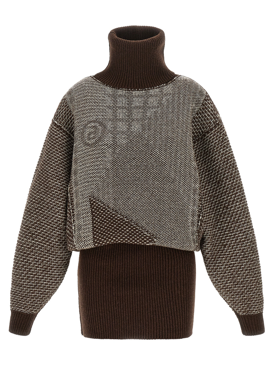 Brown Wool Short Dress