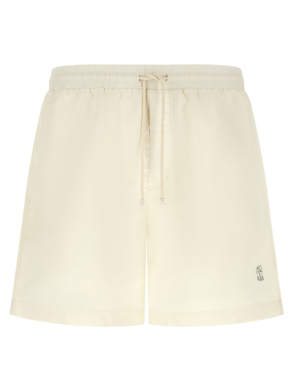 White Polyester Swim Shorts