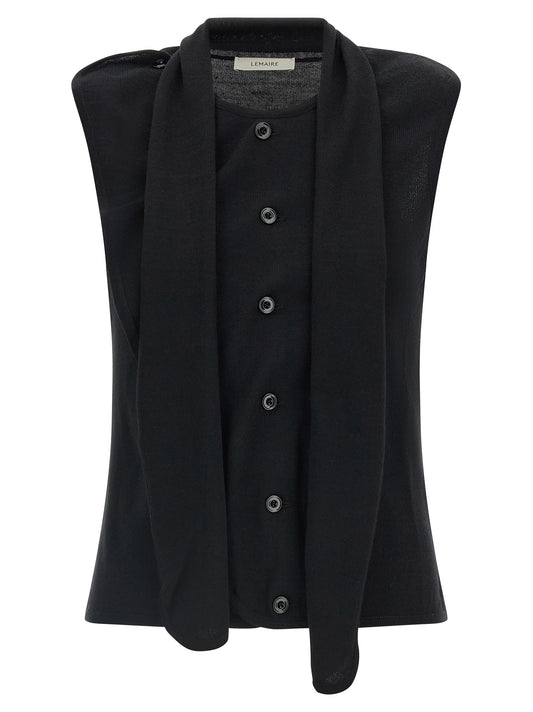 Black Wool Sleeveless Jacket