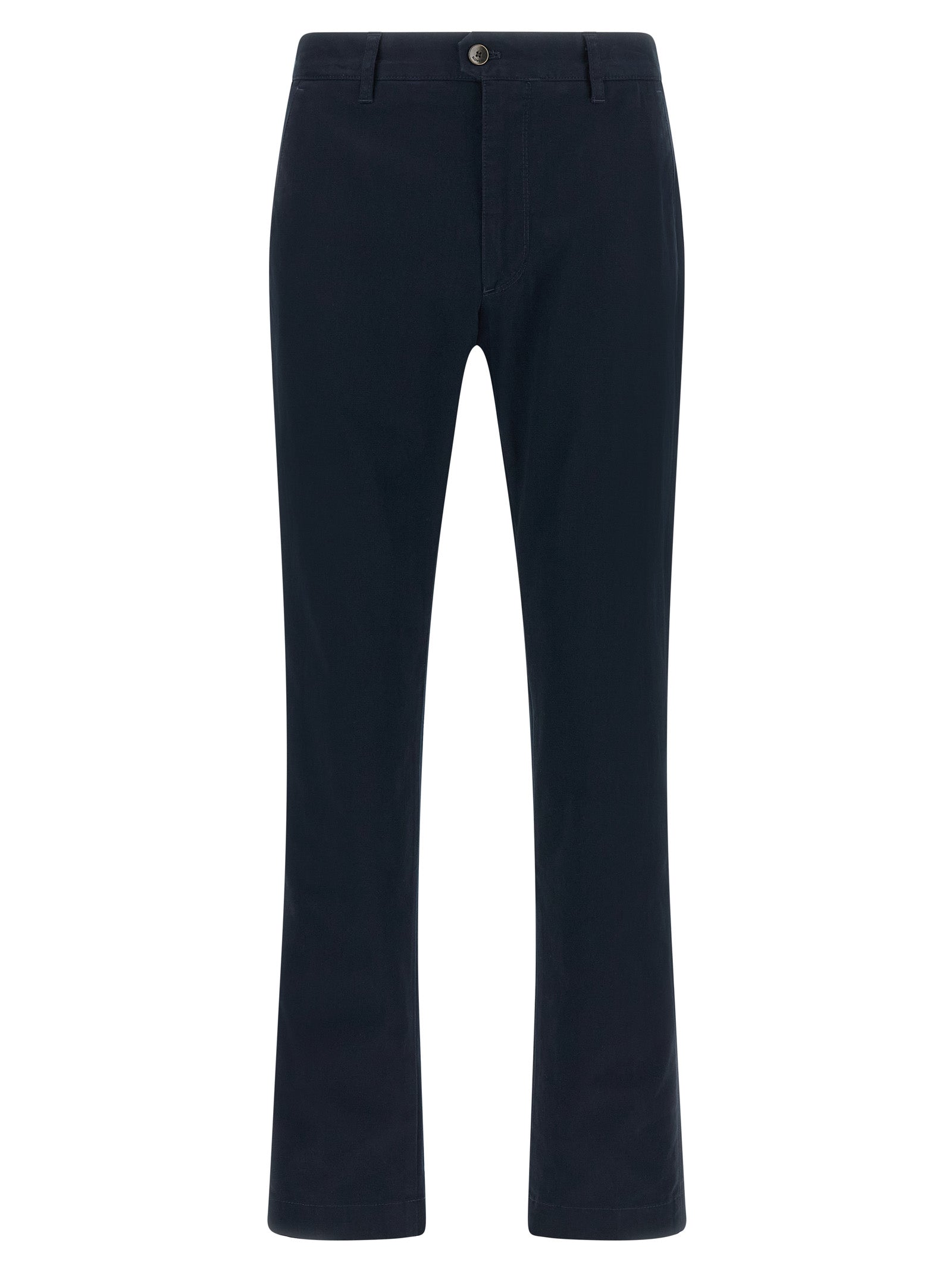 Blue Cotton Casual Pants