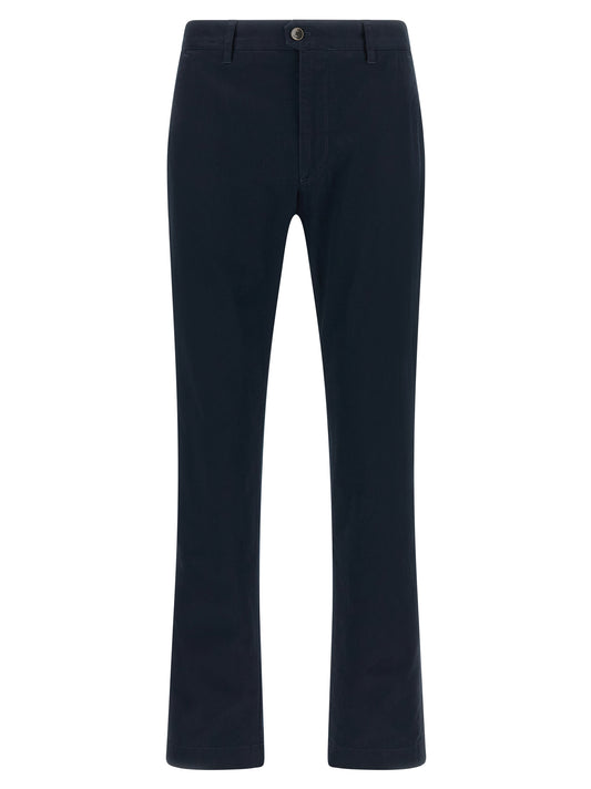 Blue Cotton Casual Pants