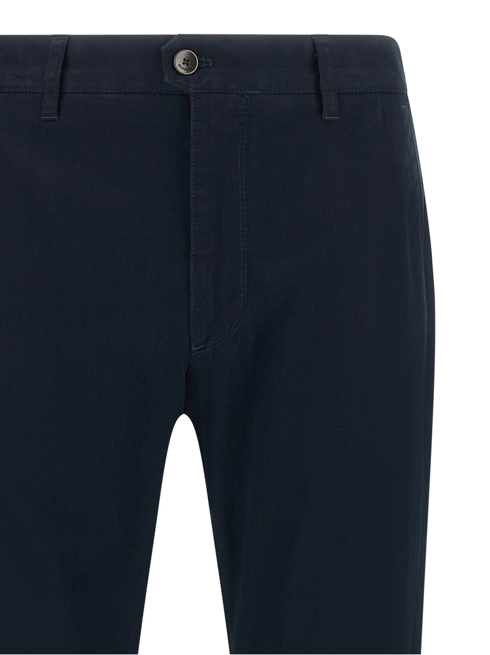 Blue Cotton Casual Pants