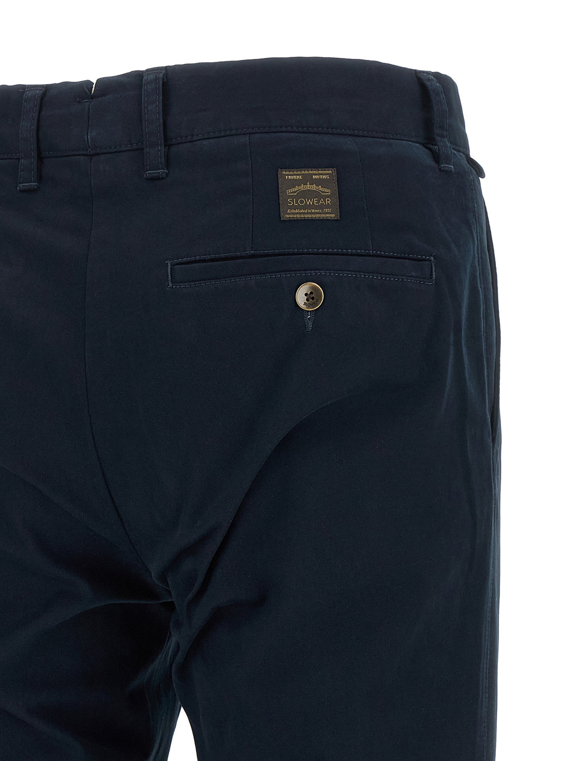 Blue Cotton Casual Pants