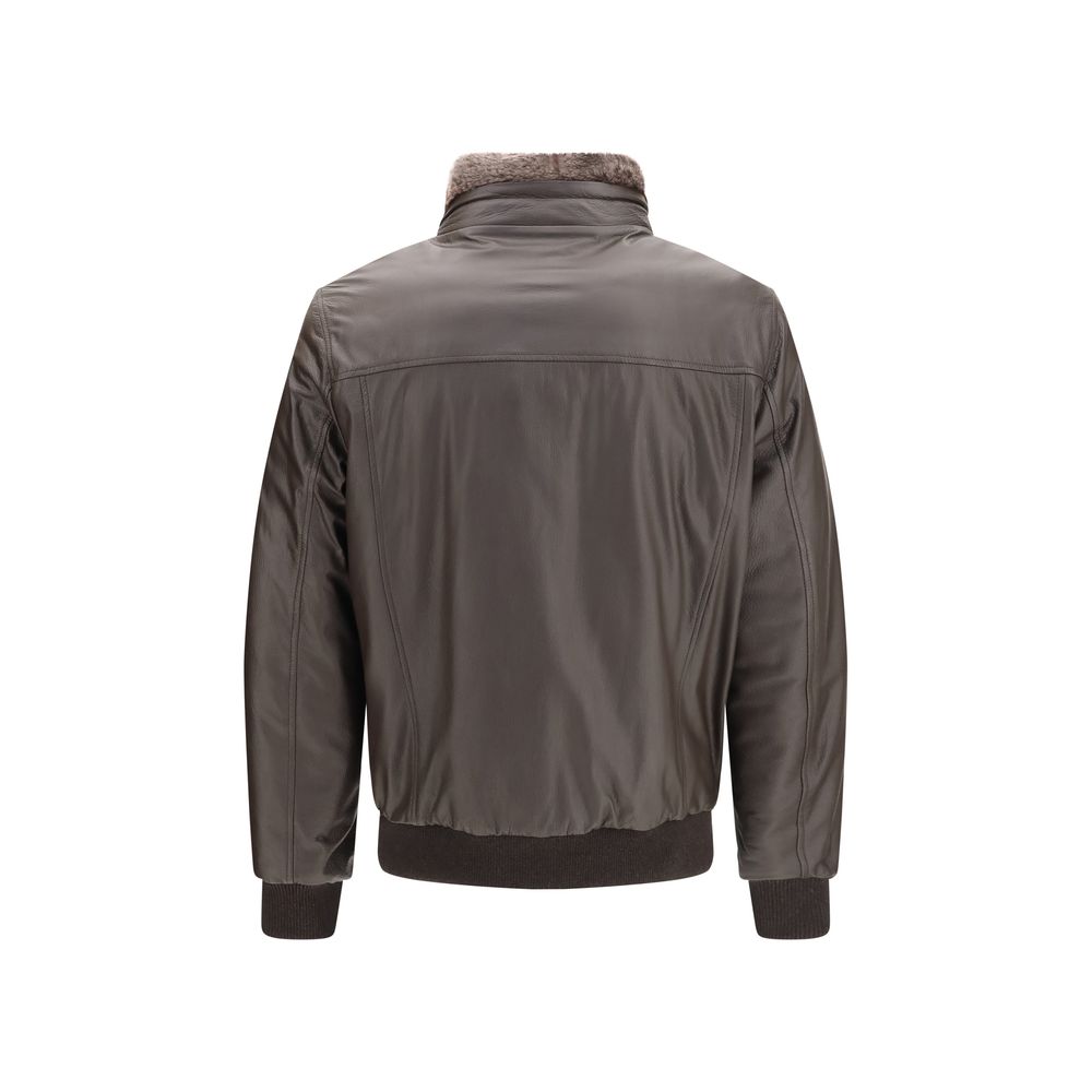 Brown Leather Full-Length Jacket