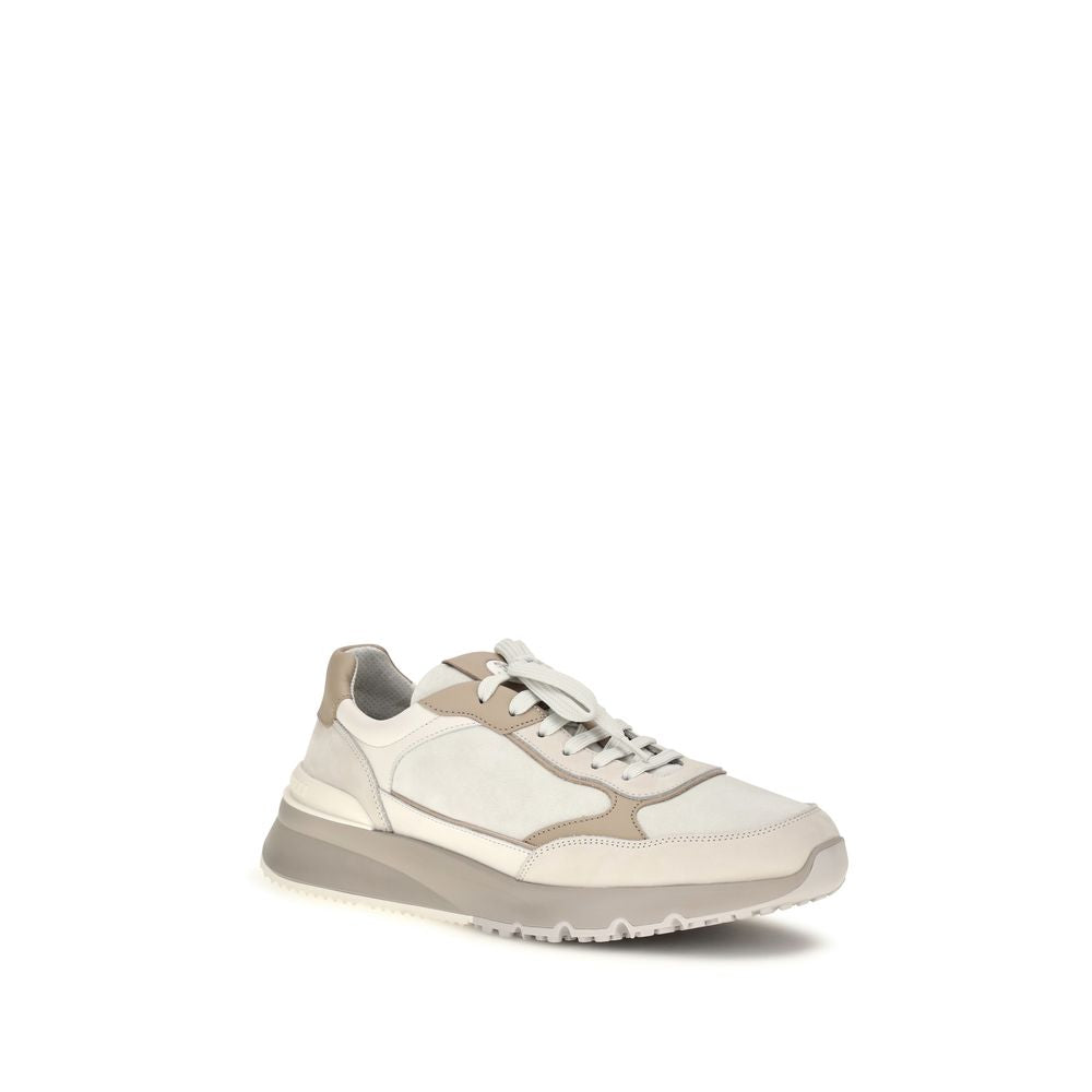 Beige Calf Leather Bos Taurus Low Top Sneakers