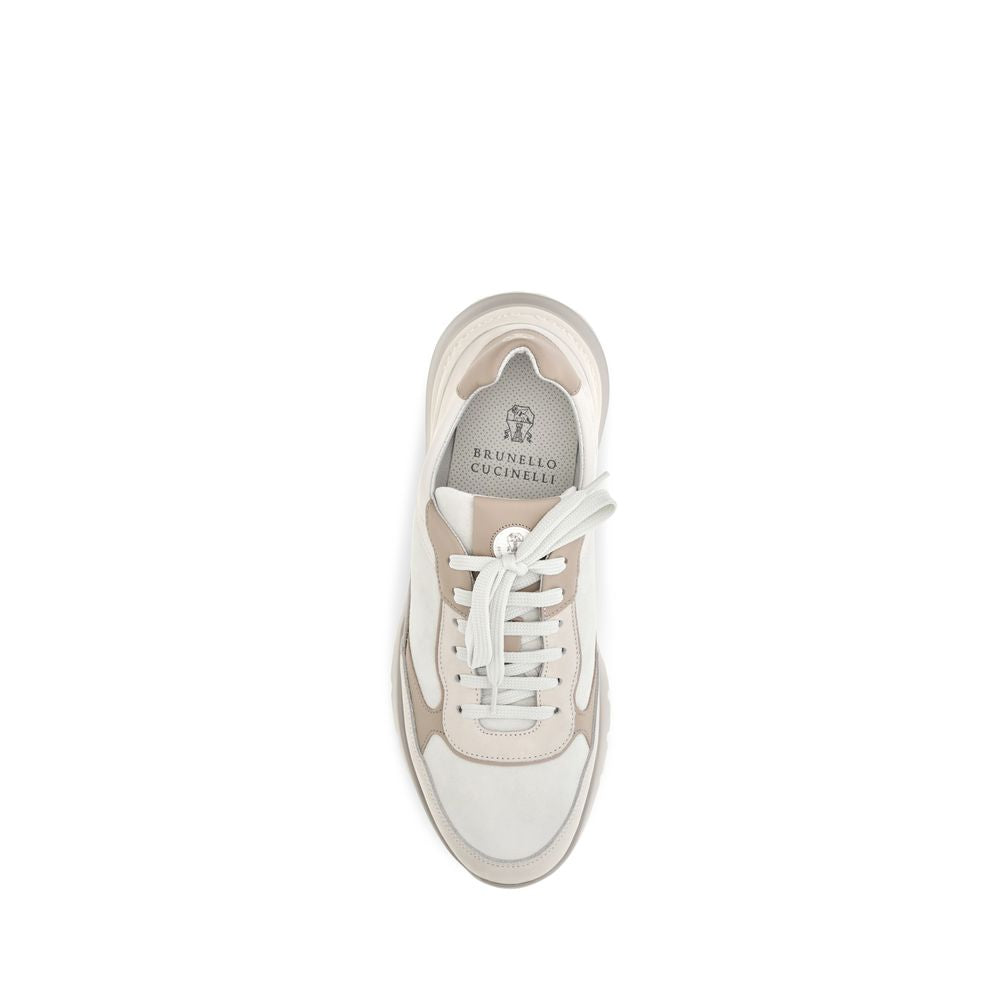 Beige Calf Leather Bos Taurus Low Top Sneakers