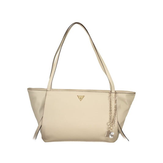 Beige Polyurethane Women's Bag