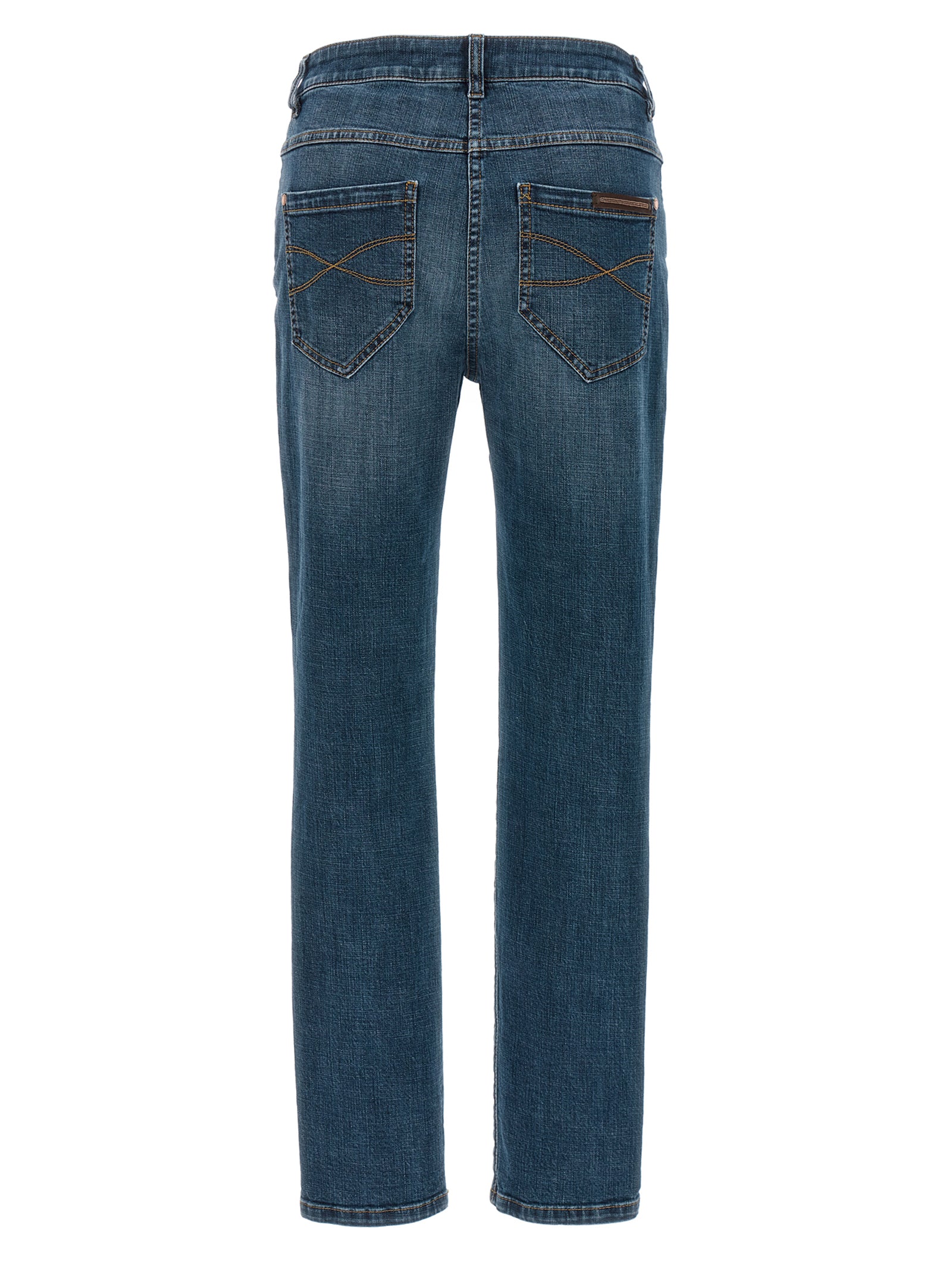 Blue Cotton Straight-Leg Jeans