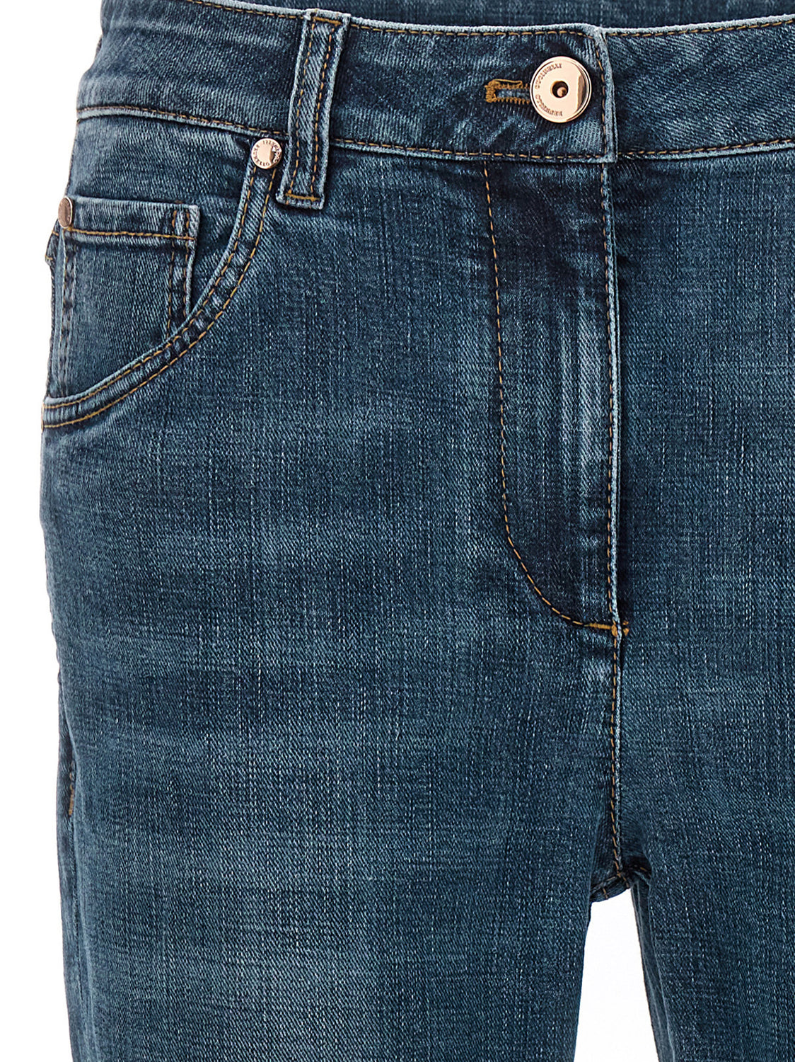 Blue Cotton Straight-Leg Jeans