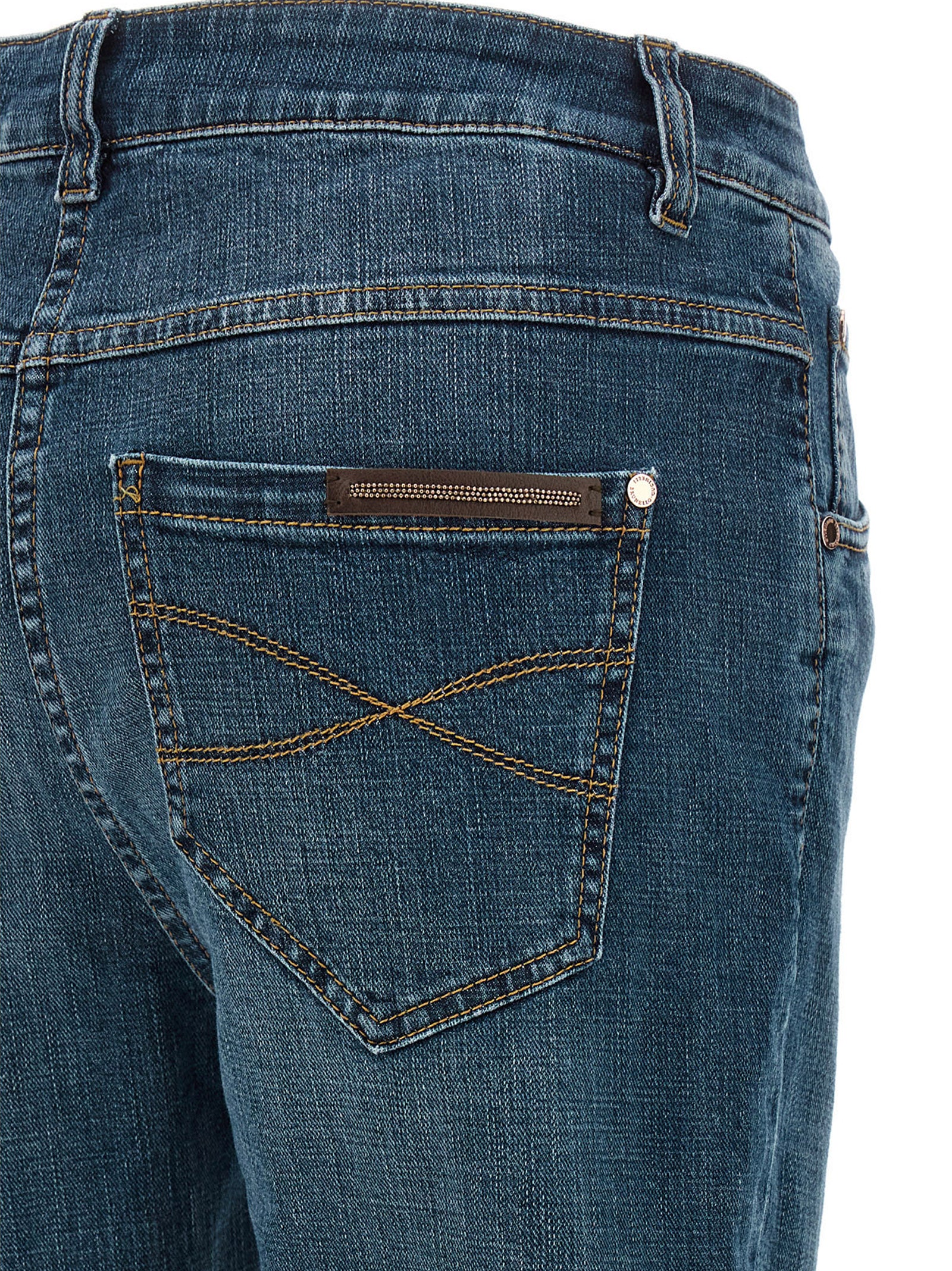 Blue Cotton Straight-Leg Jeans