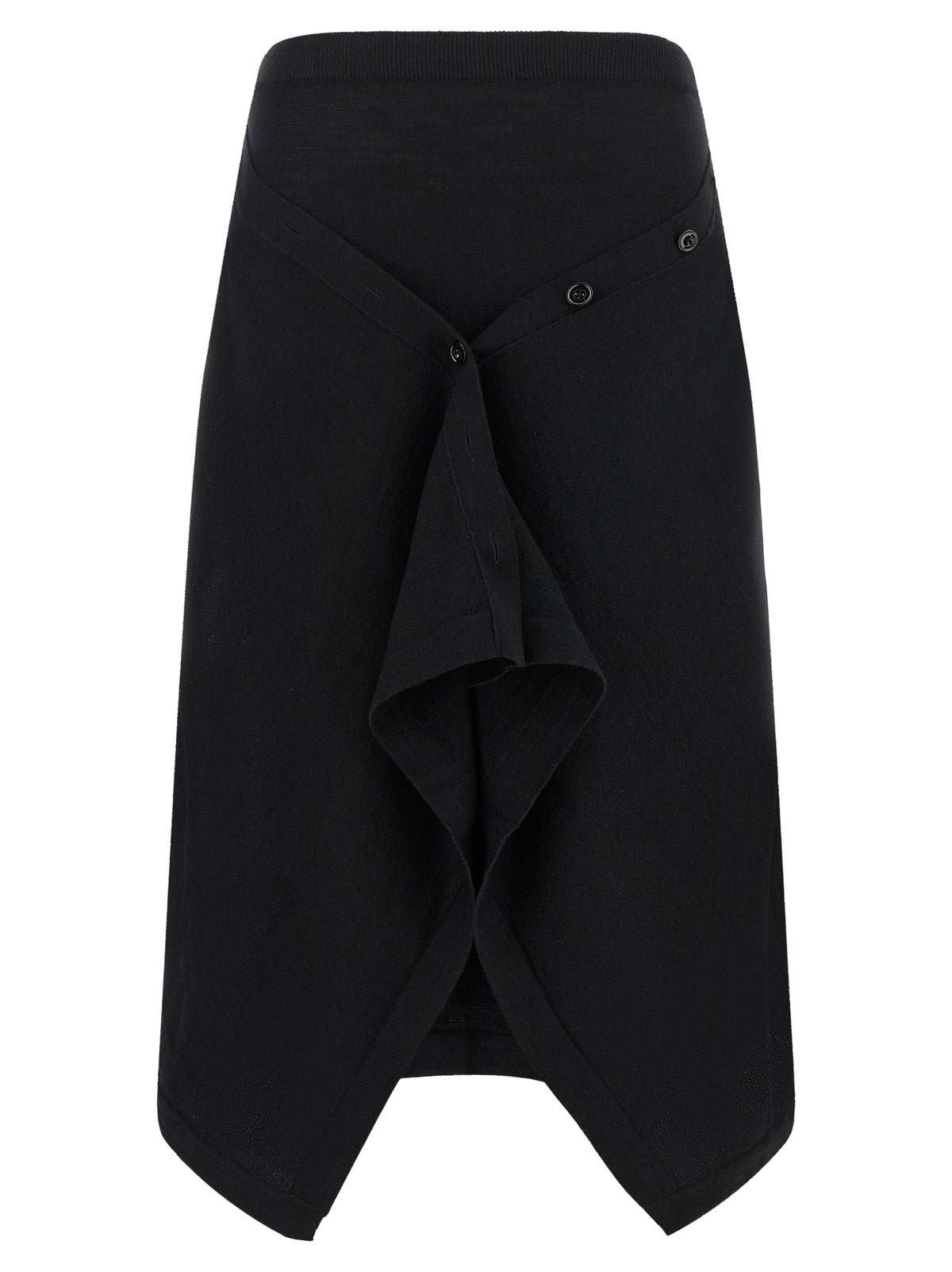Black Wool Midi Skirt