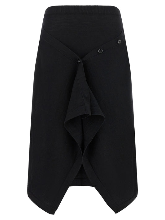 Black Wool Midi Skirt
