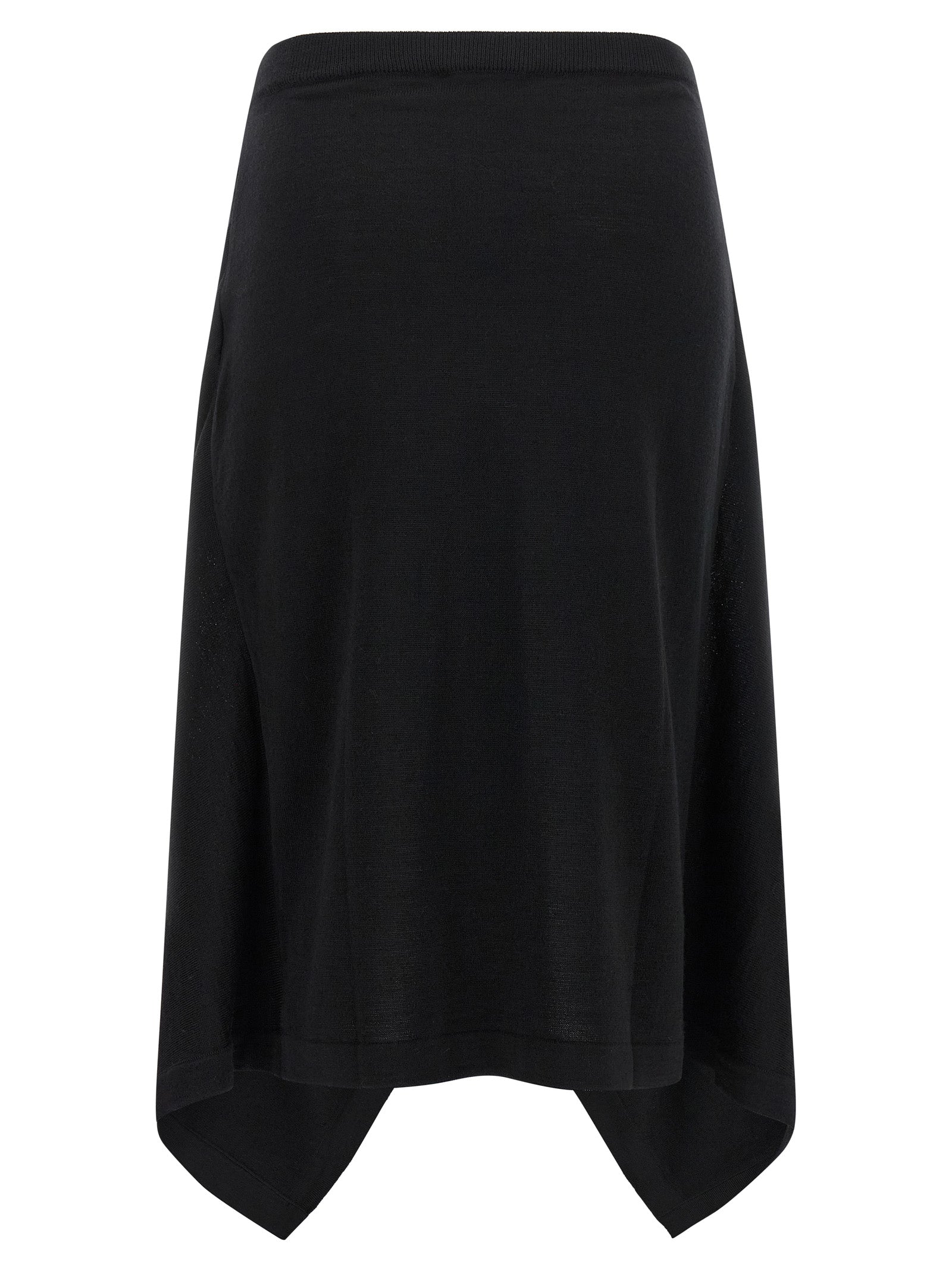 Black Wool Midi Skirt