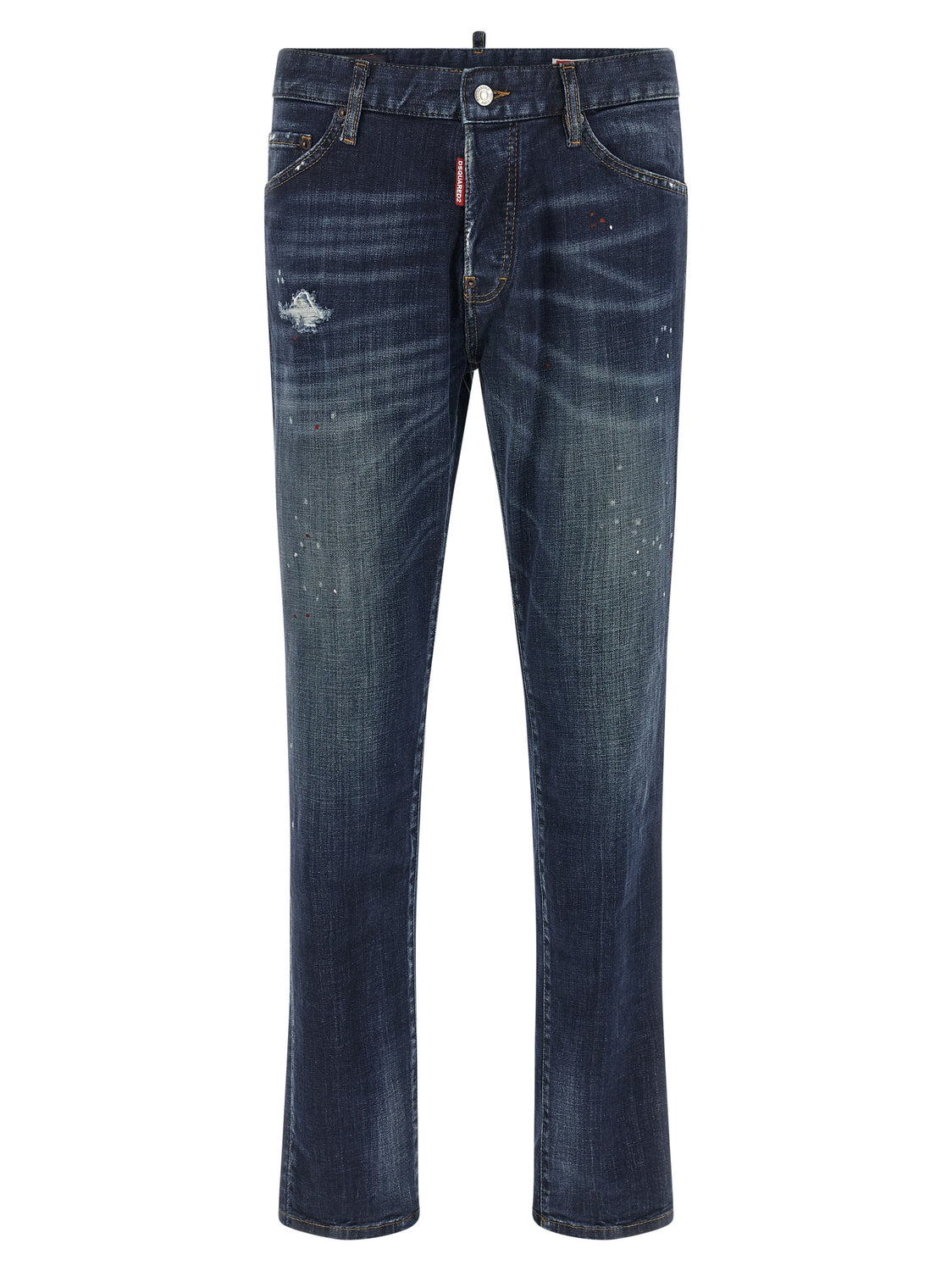 Blue Cotton Straight-Leg Jeans