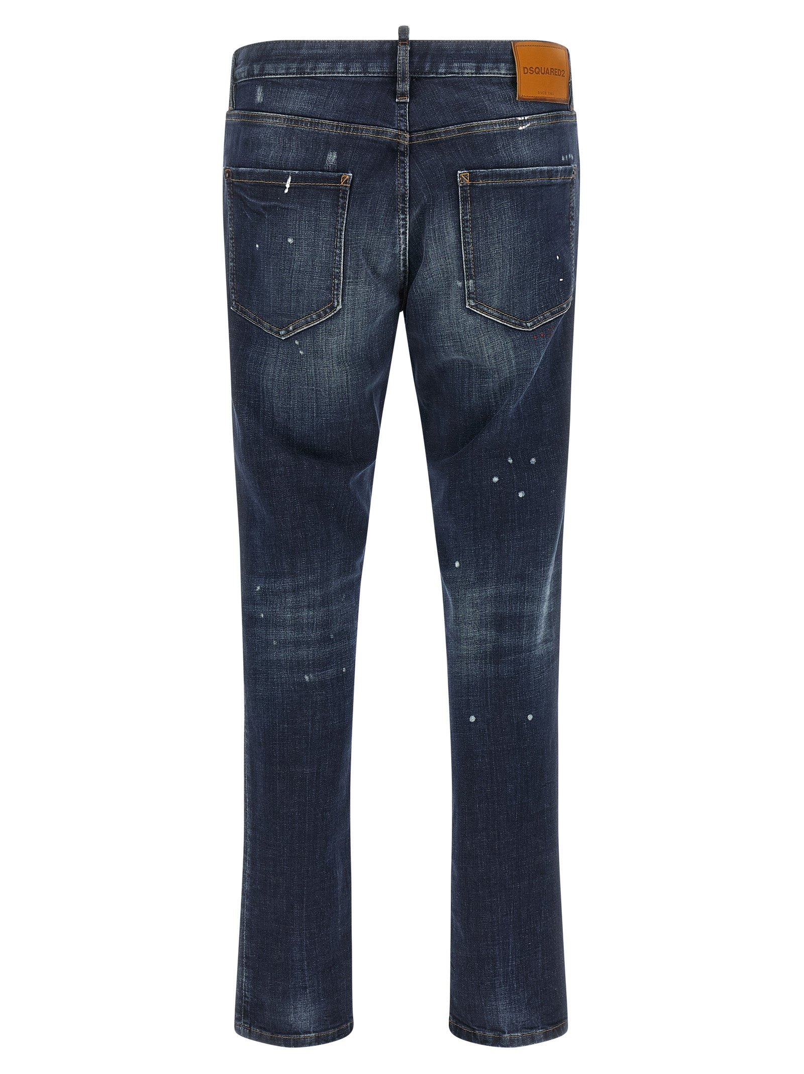 Blue Cotton Straight-Leg Jeans