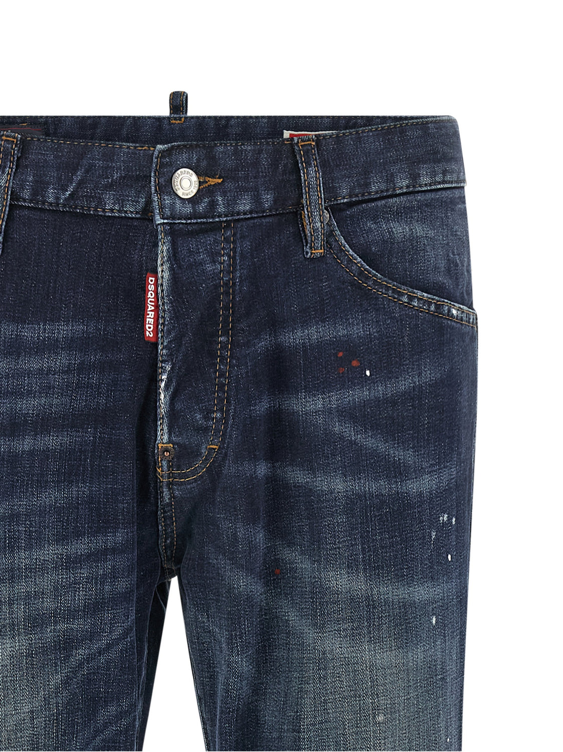 Blue Cotton Straight-Leg Jeans