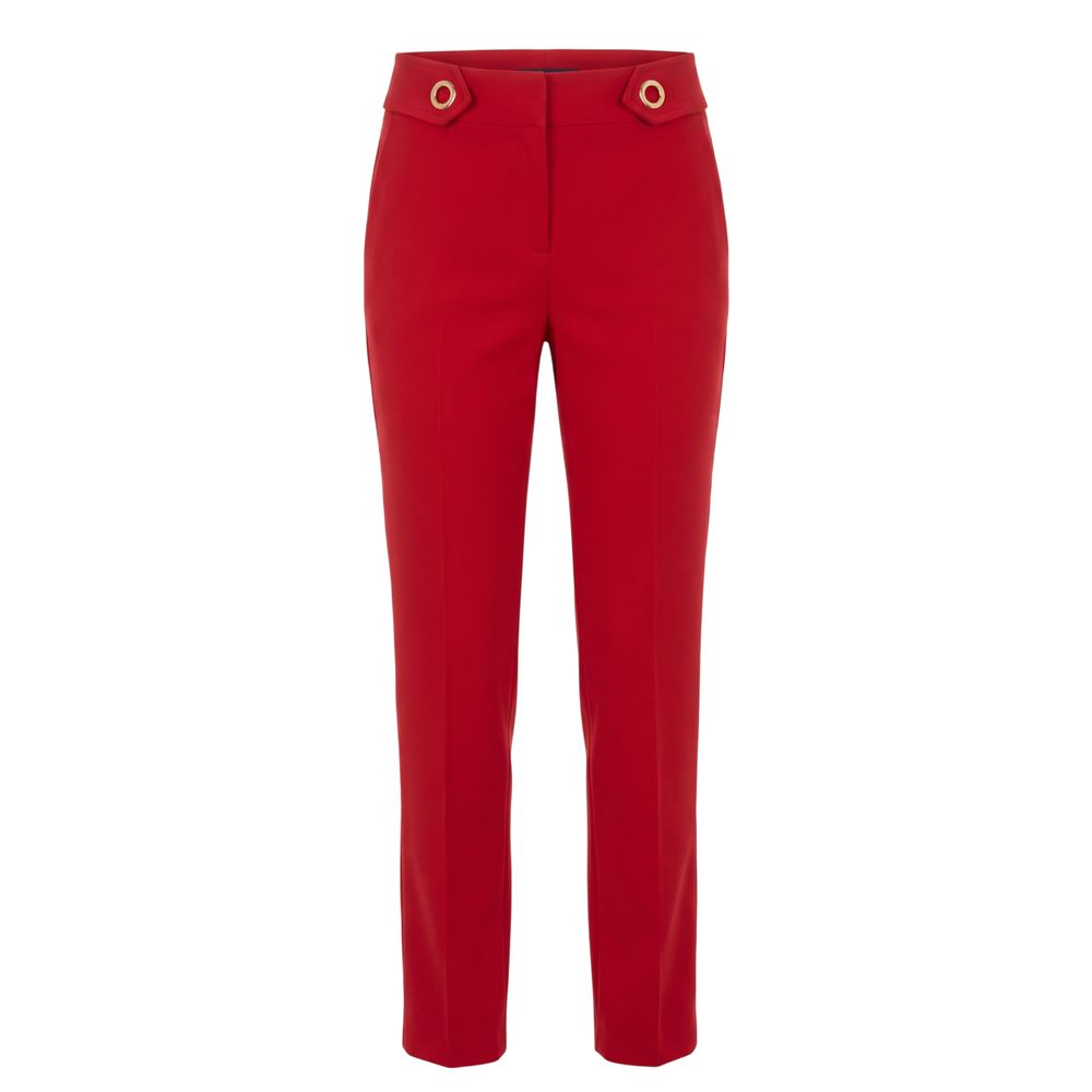 Red Polyester Women Pant