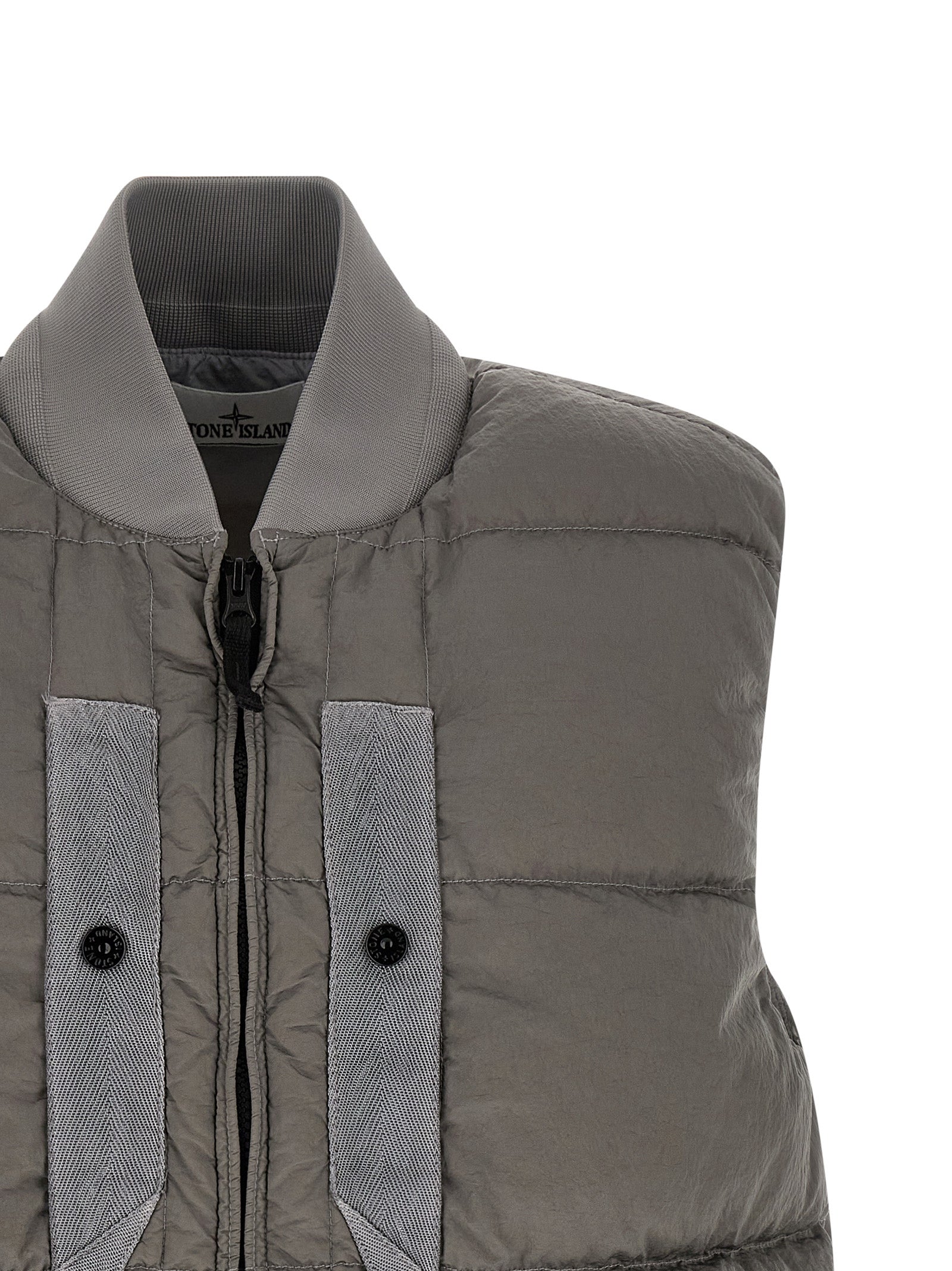 Gray Polyamide Sleeveless Jacket