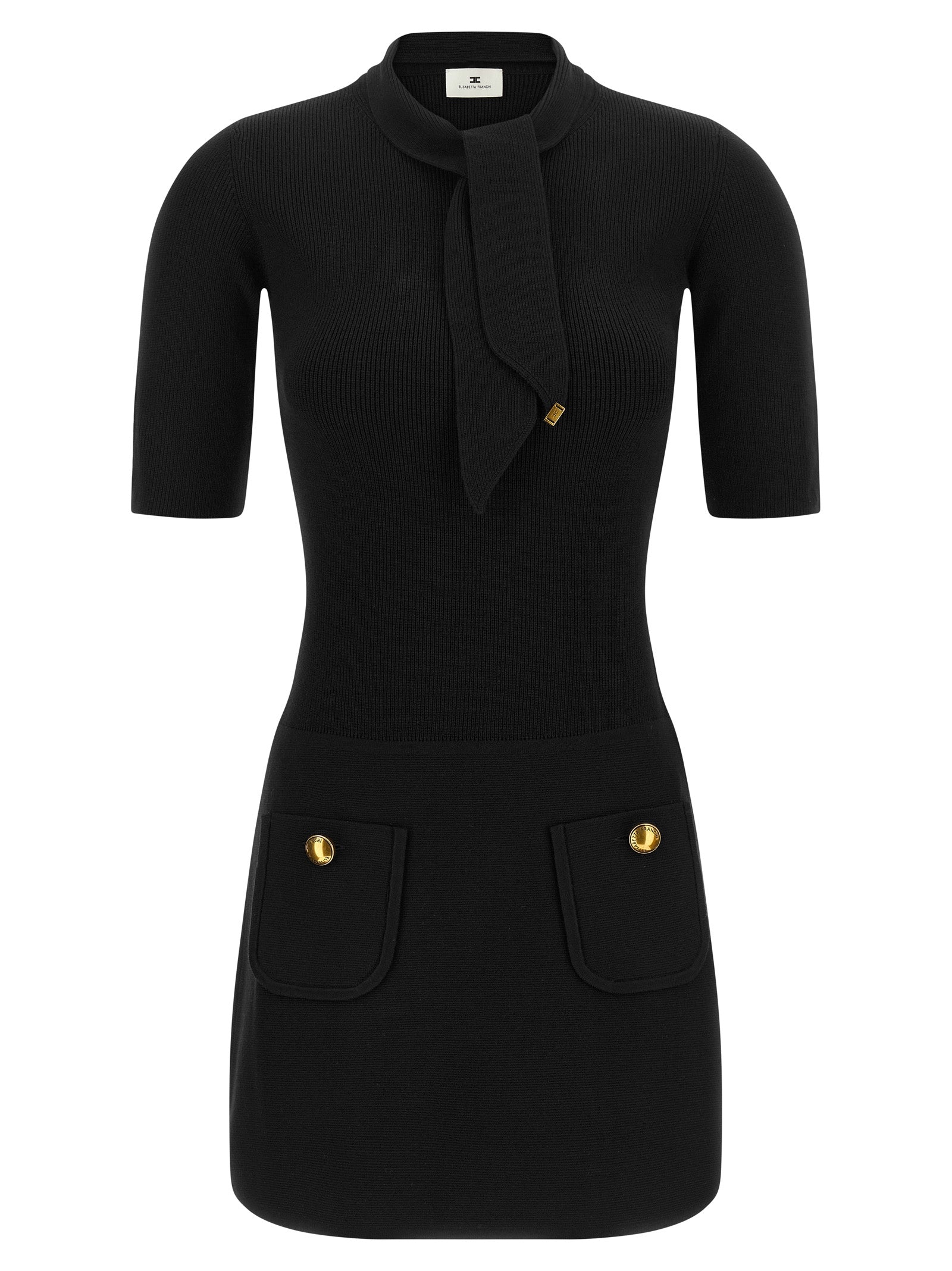 Black Viscose Short Dress