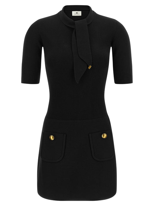 Black Viscose Short Dress
