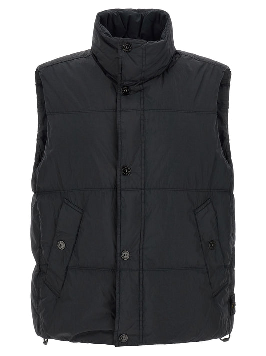 Blue Polyamide Sleeveless Jacket