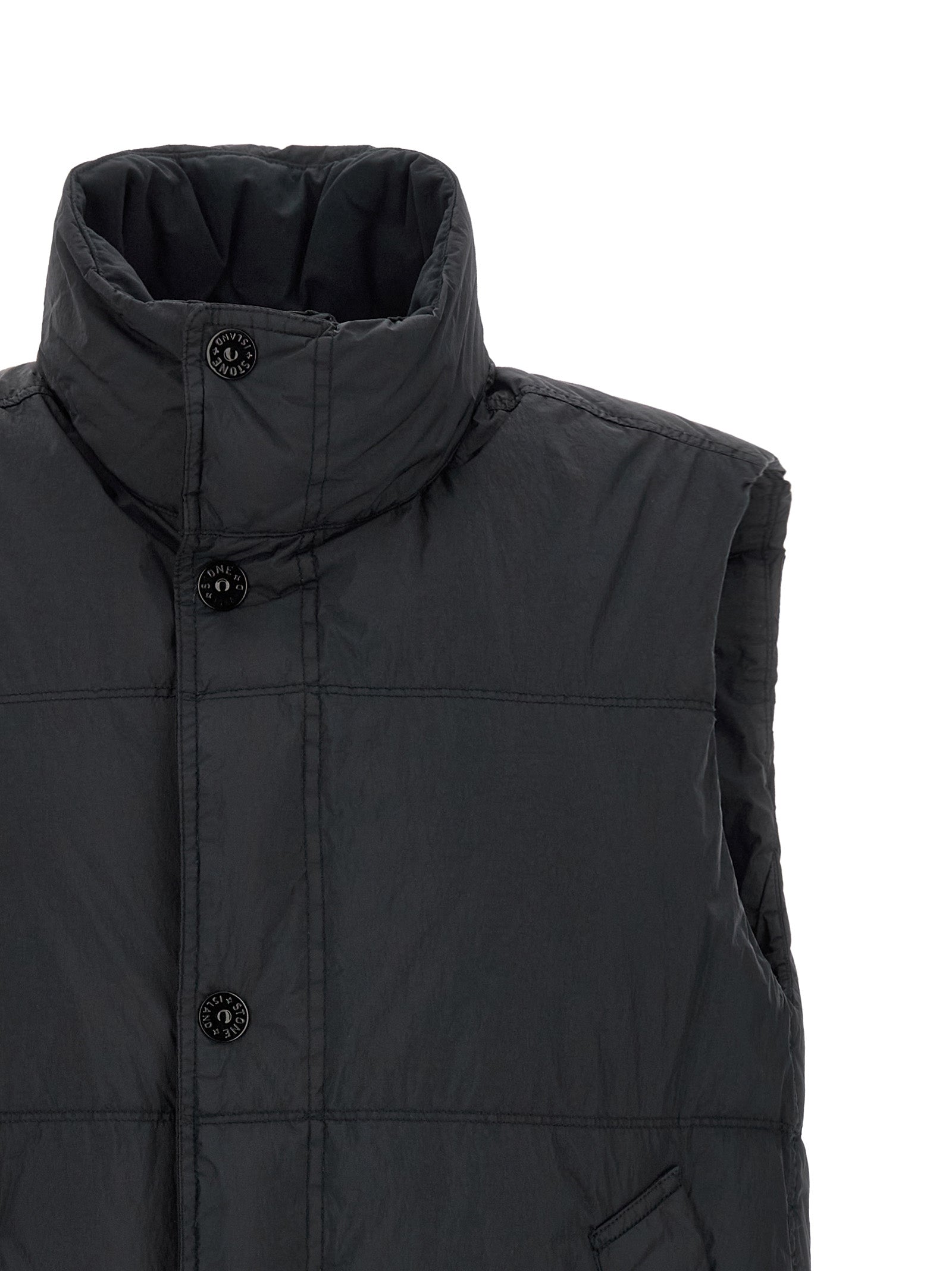Blue Polyamide Sleeveless Jacket