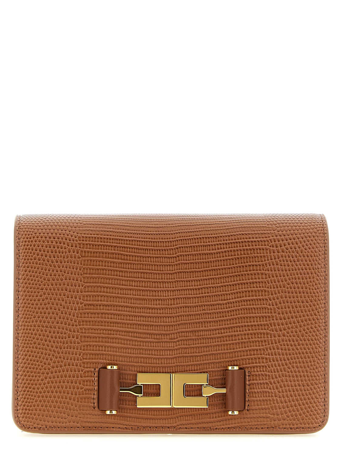 Brown Polyester Clutch Bag