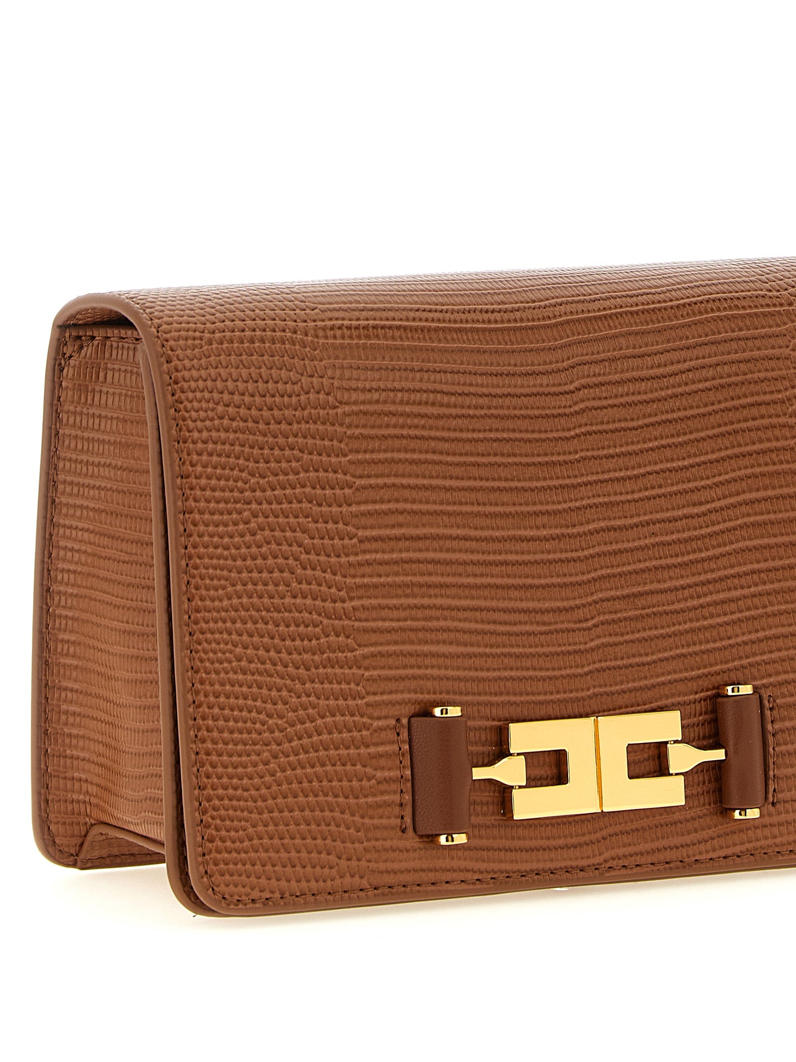 Brown Polyester Clutch Bag